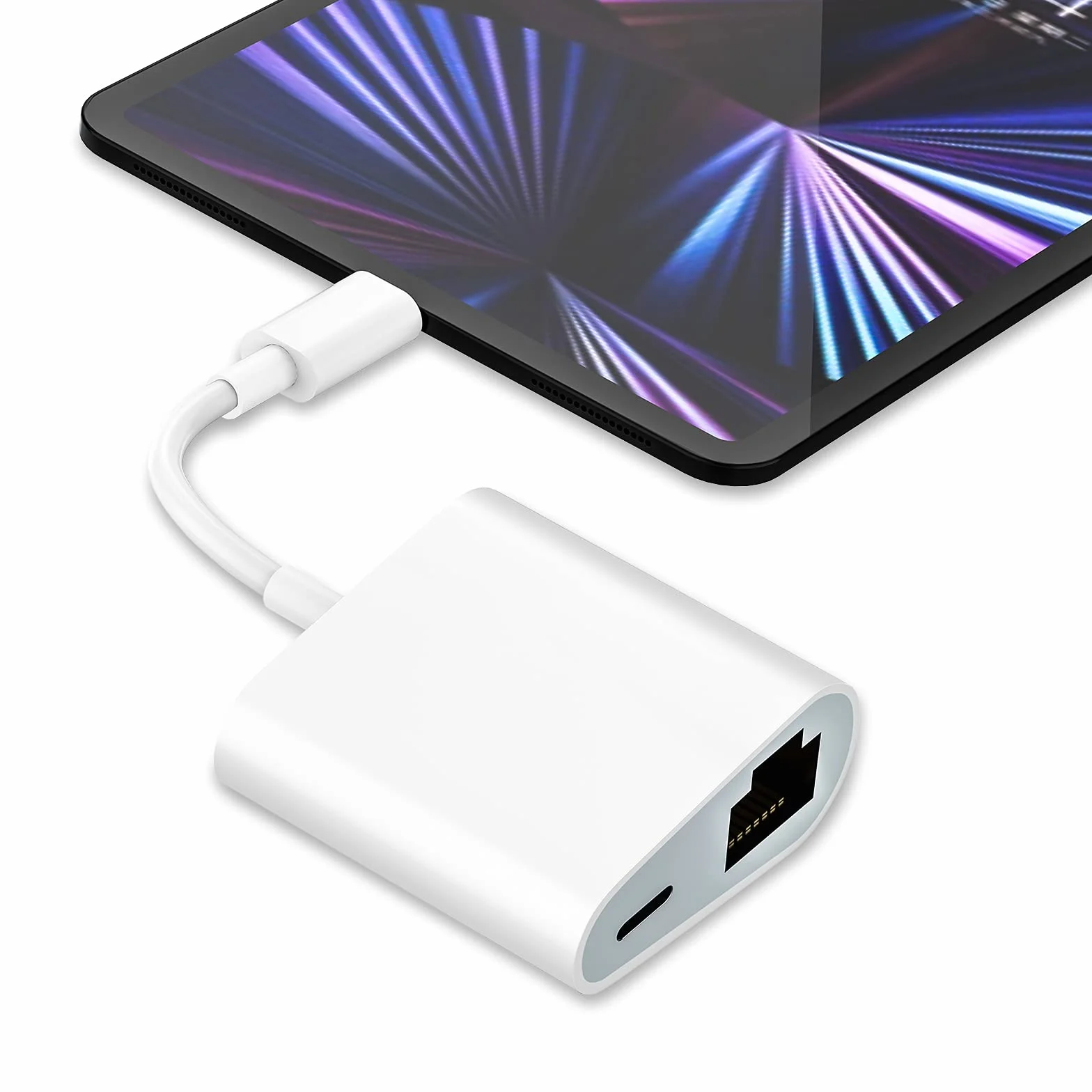 Adattatore da Lightning a Ethernet certificato Apple MFi – Adattatore di rete LAN Ethernet RJ45 2 in 1 con porta di ricarica per iPhone/iPad/iPod, Plug and Play, supporta rete 100 Mbps