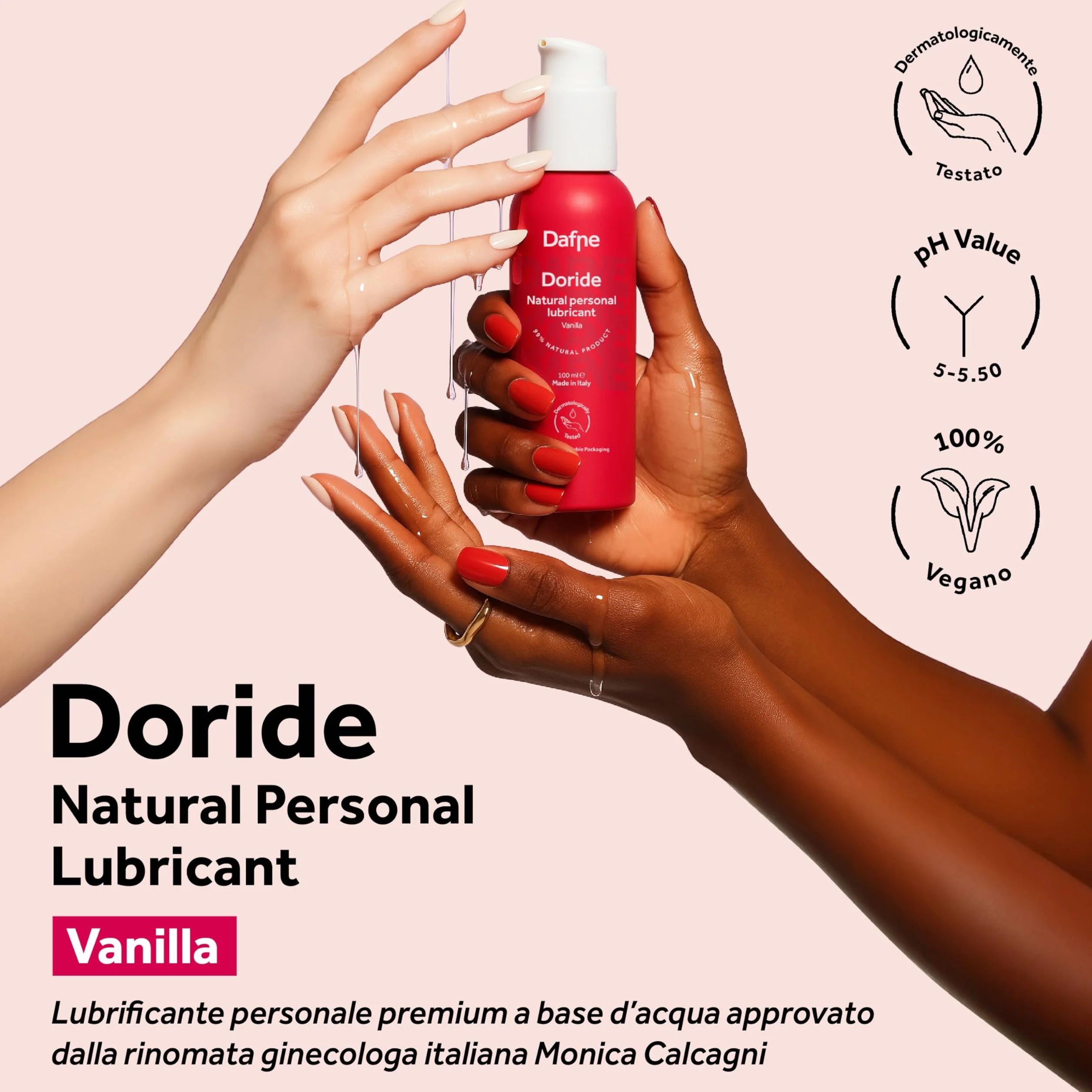 Dafne Lubrificante a Base d'Acqua - Vaniglia - 100 ml - Approvato dalla Ginecologa - Adatto ai Siliconi