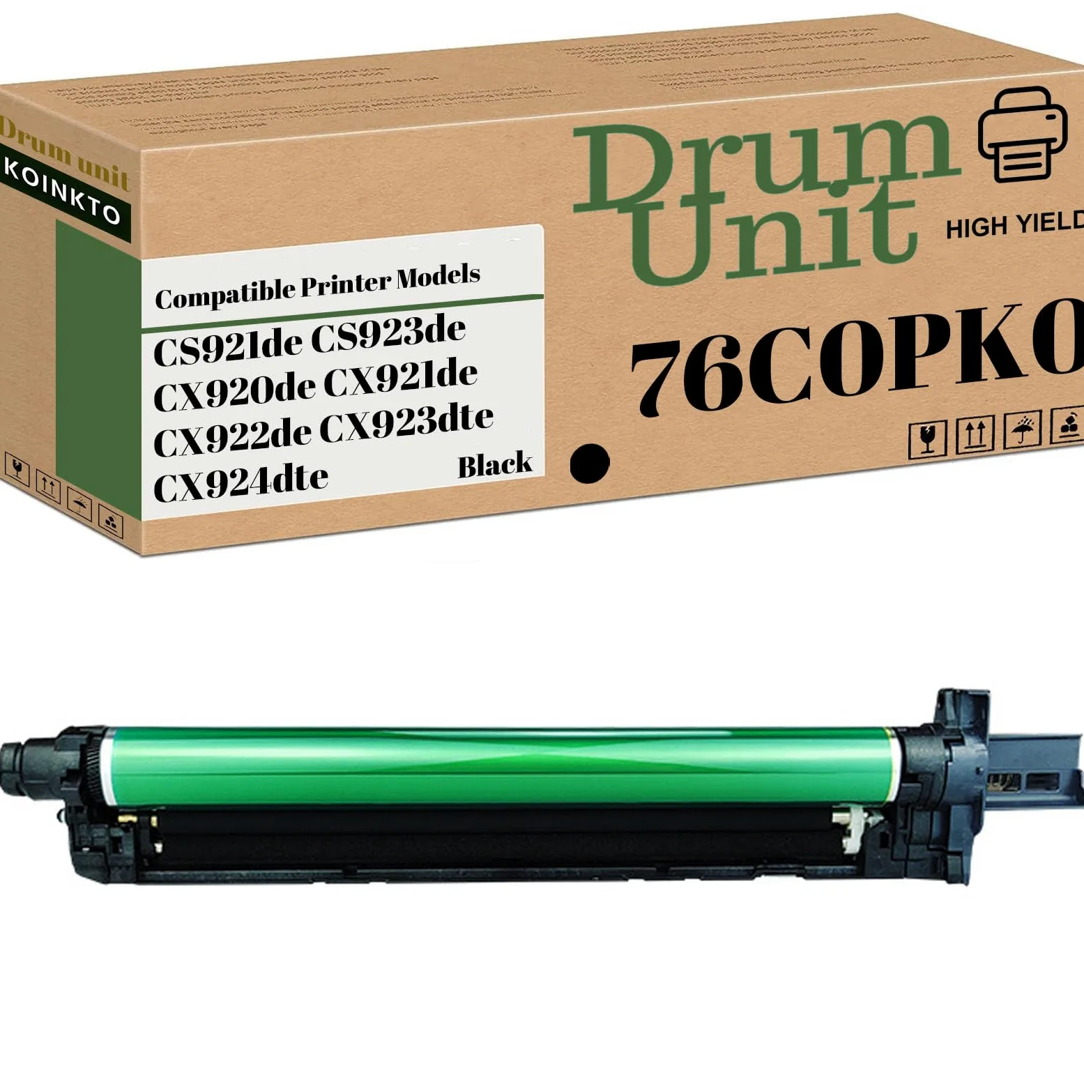 Unità tamburo compatibile 76C0PK0 76C0PV0 di ricambio per stampante Lexmark CS921de CS923de CX920de CX921de CX922de CX923dte CX924dte (confezione da 1 nero)
