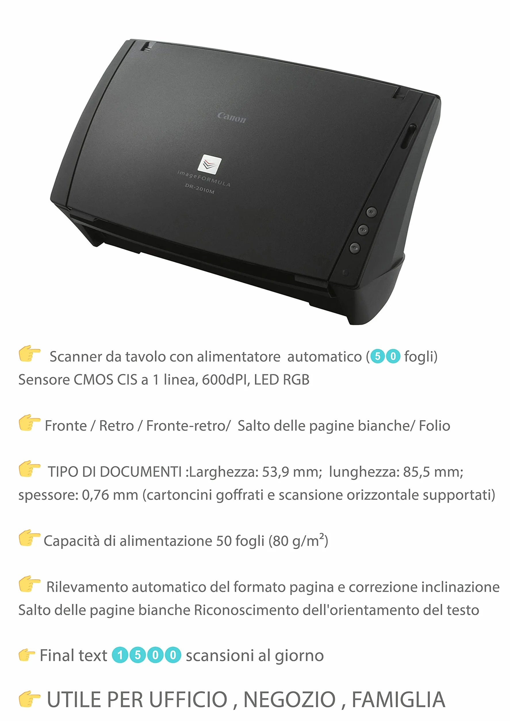 Canon Scanner Documenti image FORMULA DR-2010M - Scanner 50 Fogli Fronte Retro Automatico (Ricondizionato)