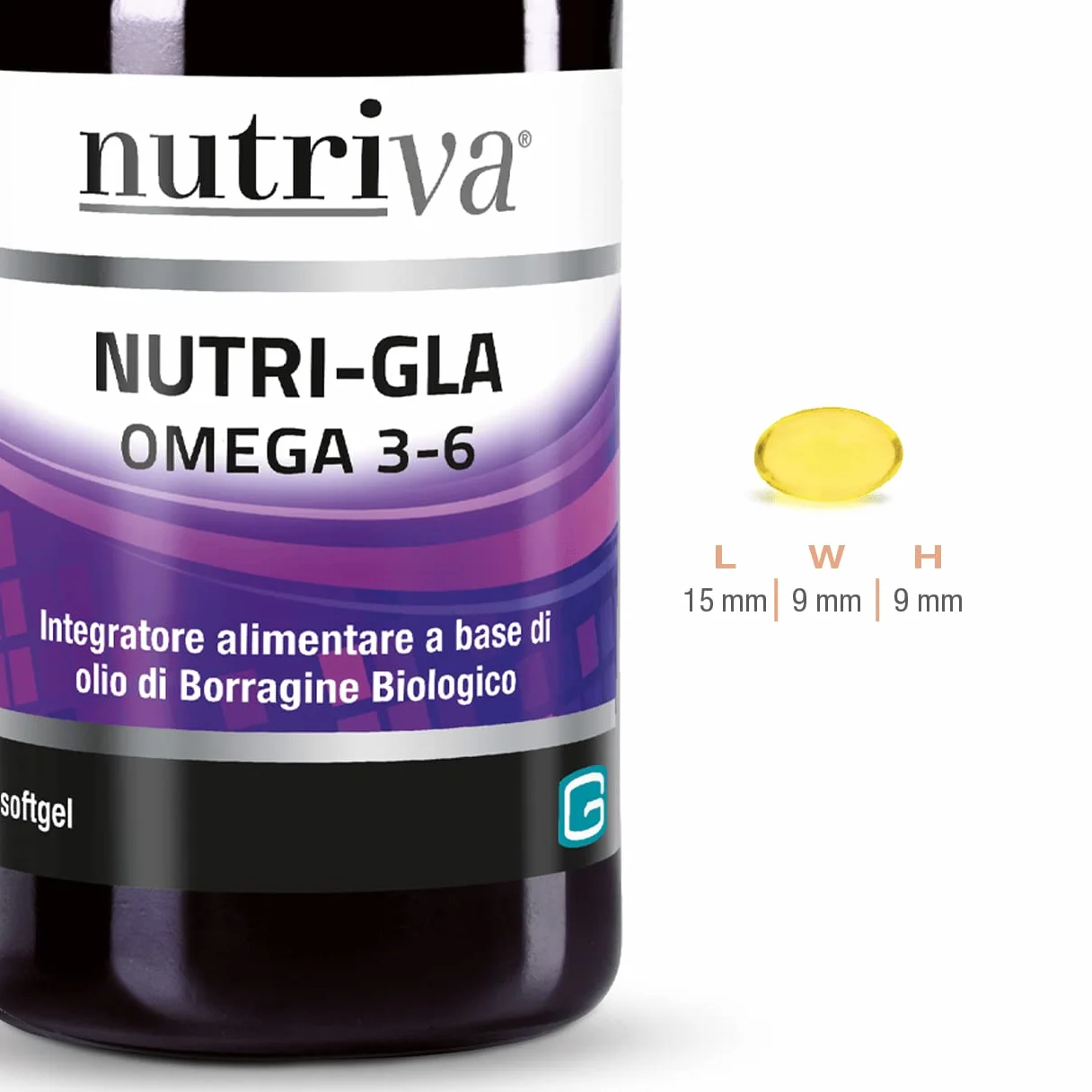 NUTRIVA Nutri-Gla Integratore Olio di Semi di Borragine Biologico Omega 3-6 60 Softgel