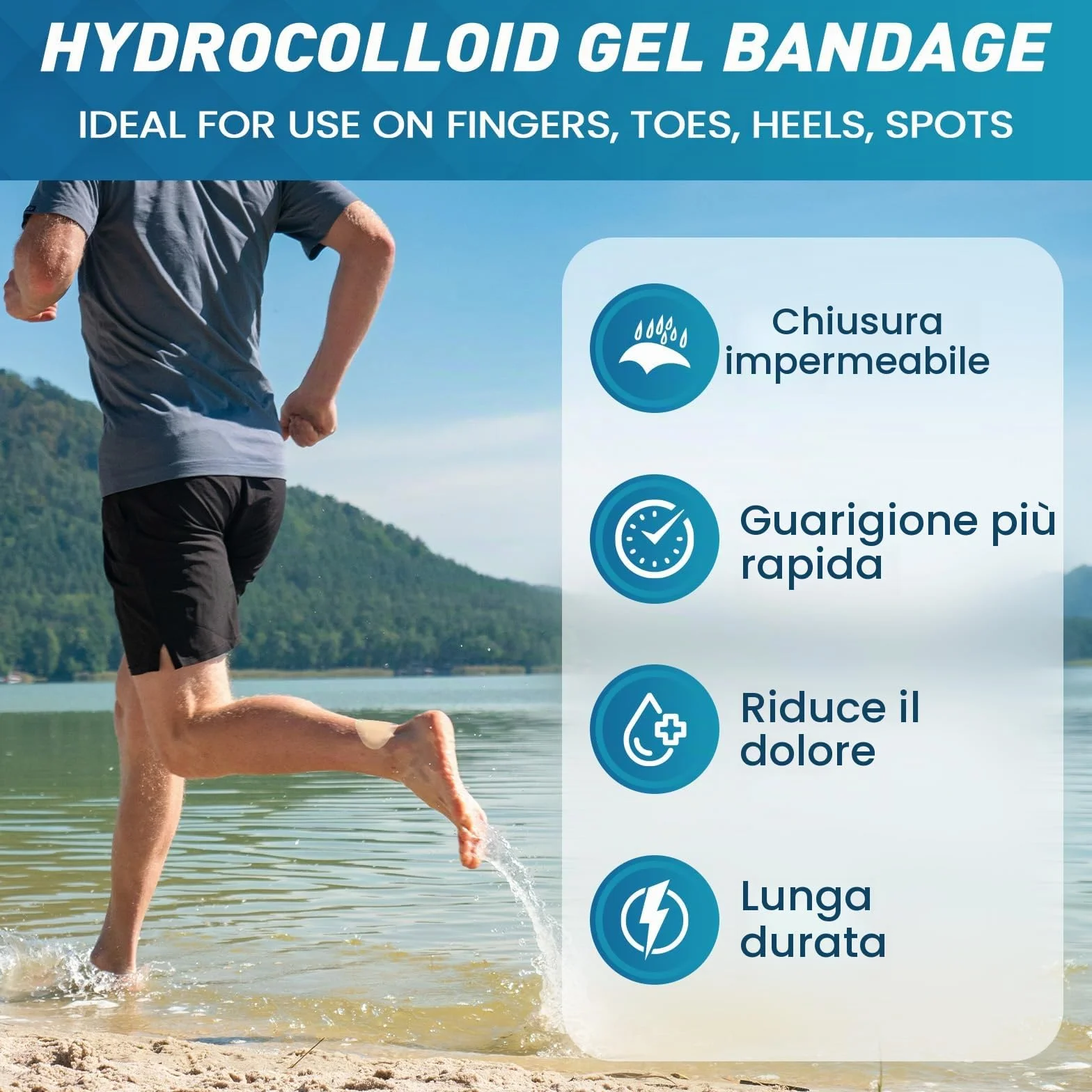 Kimihome Cuscinetti idrocolloidali per piedi 30 ct, gel per tallone e dita, prevenzione vesciche, resistenti all'acqua