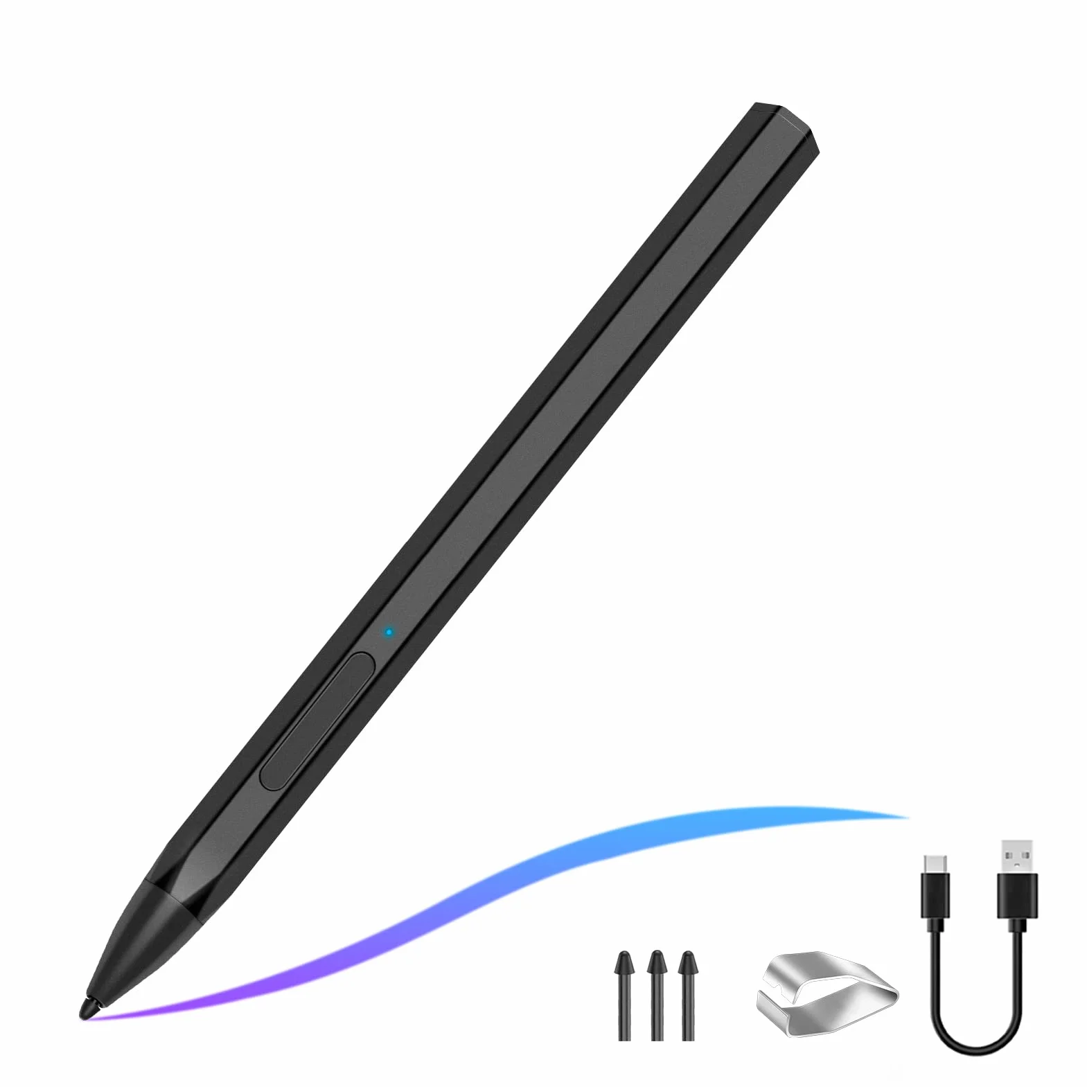 Penna stilo per Microsoft Surface Pro9/8/X/7/6/5/4/3 Surface Go 3/2/1 Surface 3/Laptop/Studio/Book 4/3/2/1 con 4096 Tilt Pressure Palm Rejection, attacco magnetico, ricaricabile, nero