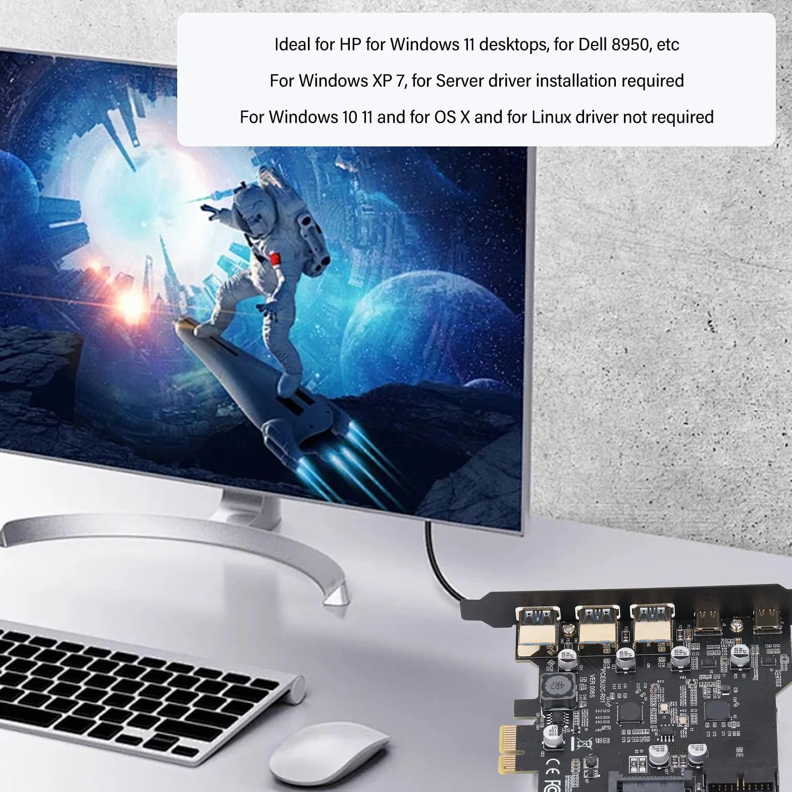 Scheda PCIe A USB 3.2, 2 USB Tipo C, 3 USB Tipo A, Scheda PCIe A USB 3.2 da 19 Pin di Seconda Generazione con 20 Gbps, Scheda di Espansione PCI Express Scheda USB per PC Desktop