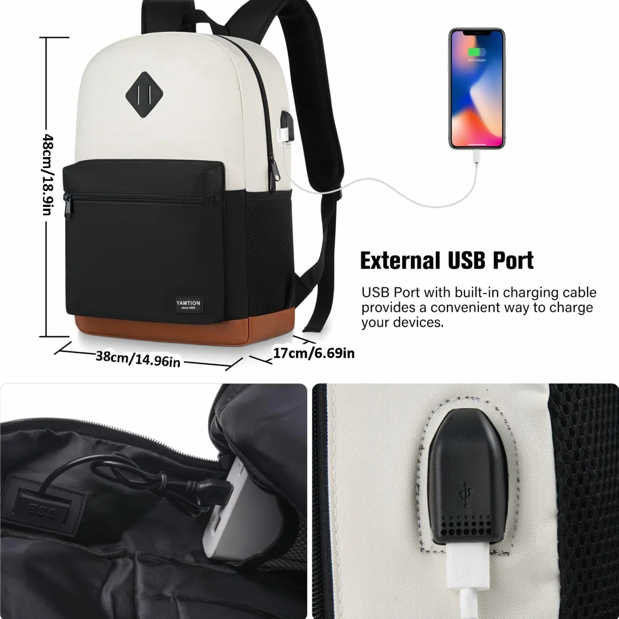 YAMTION Zaino Uomo e Donna 15,6 & 17,3 Pollici,Zaini Scuola Superiore Borse Porta PC