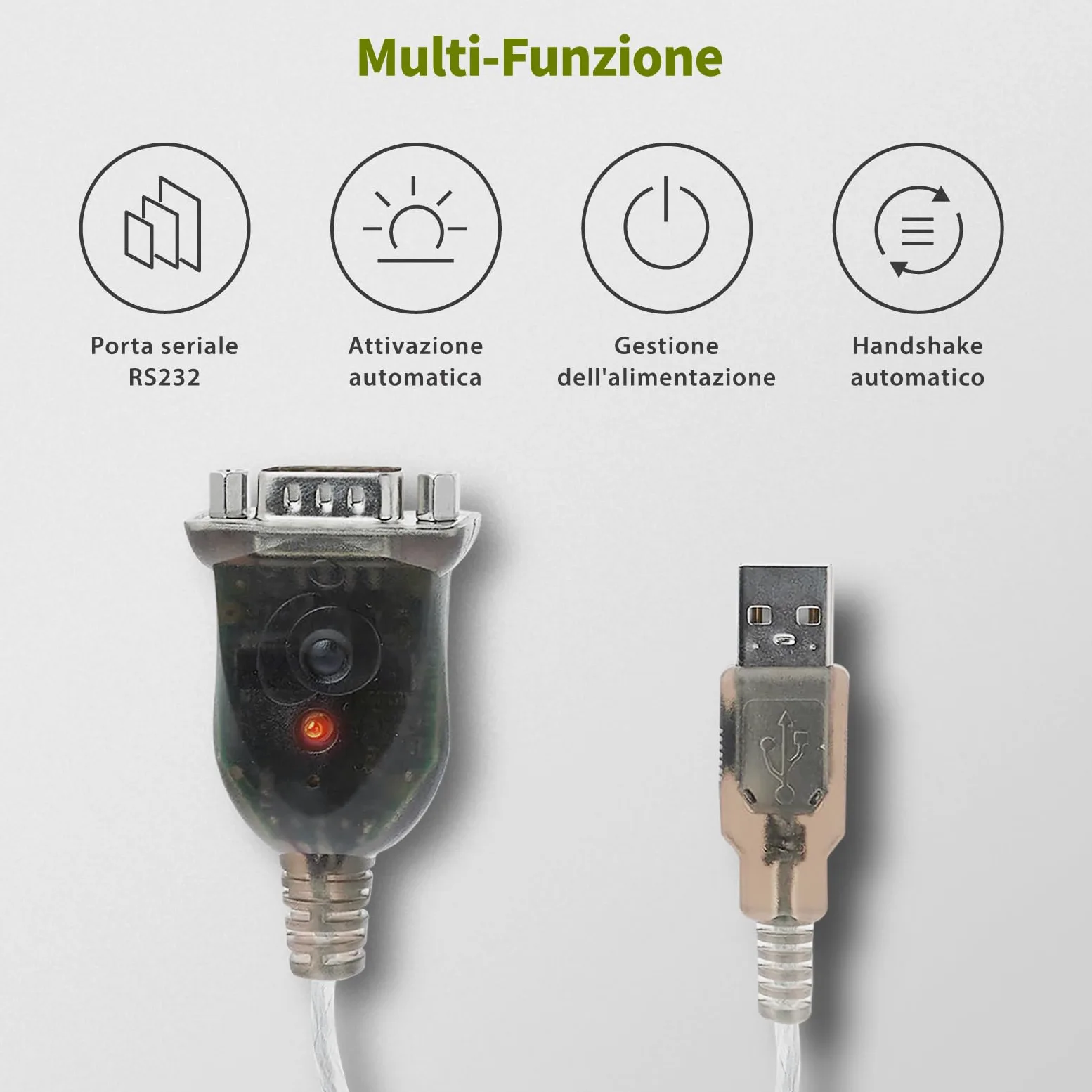 IOGEAR Adattatore USB RS-232 Cavo DB9 230 kbps Compatibile con Windows 11 10 macOS X 10.14 USB 2.0