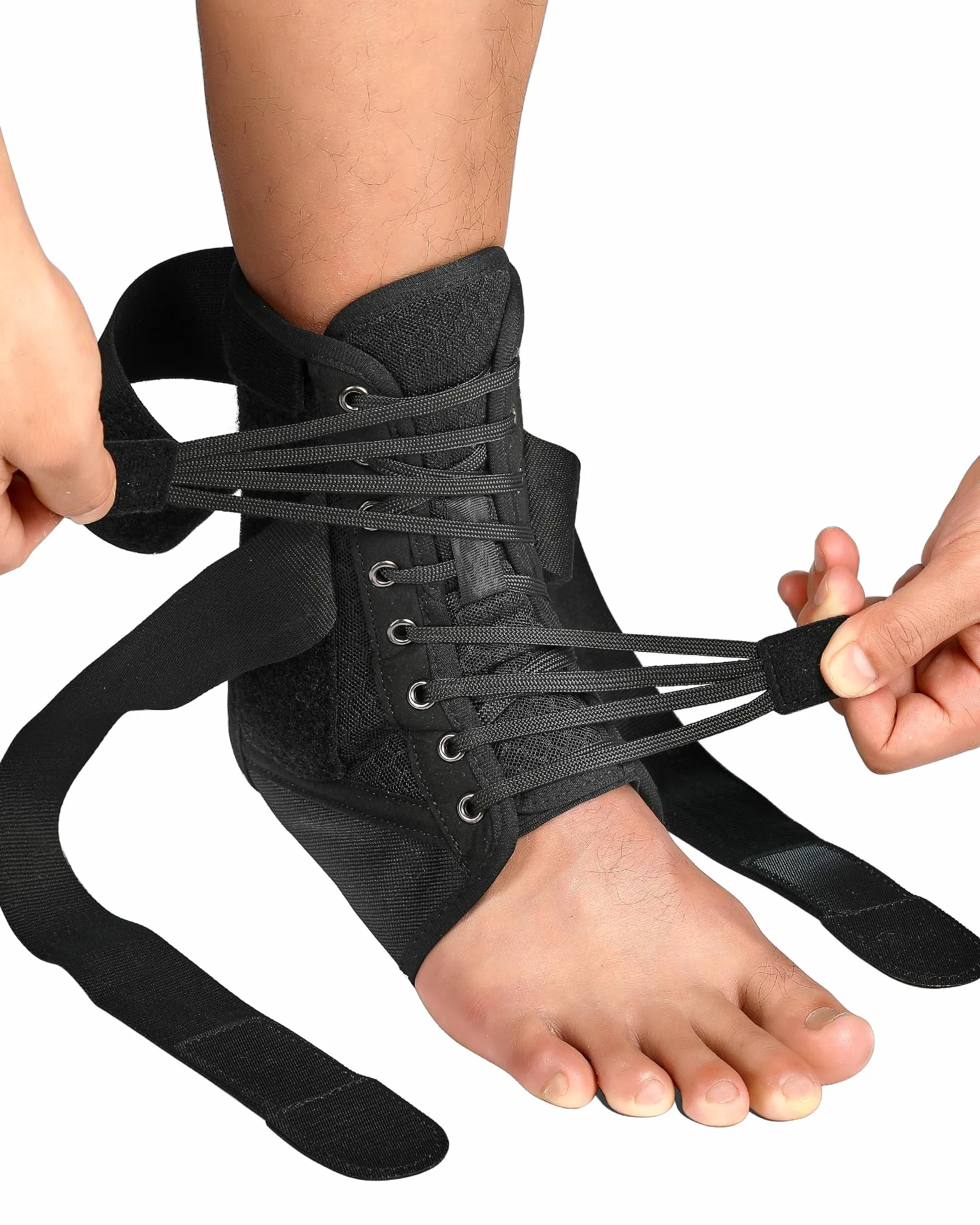 Fitomo Cavigliera Ortopedica con Stabilizzatore Staccabile per Distorsione, Tutore Caviglia Sportivo Nero L