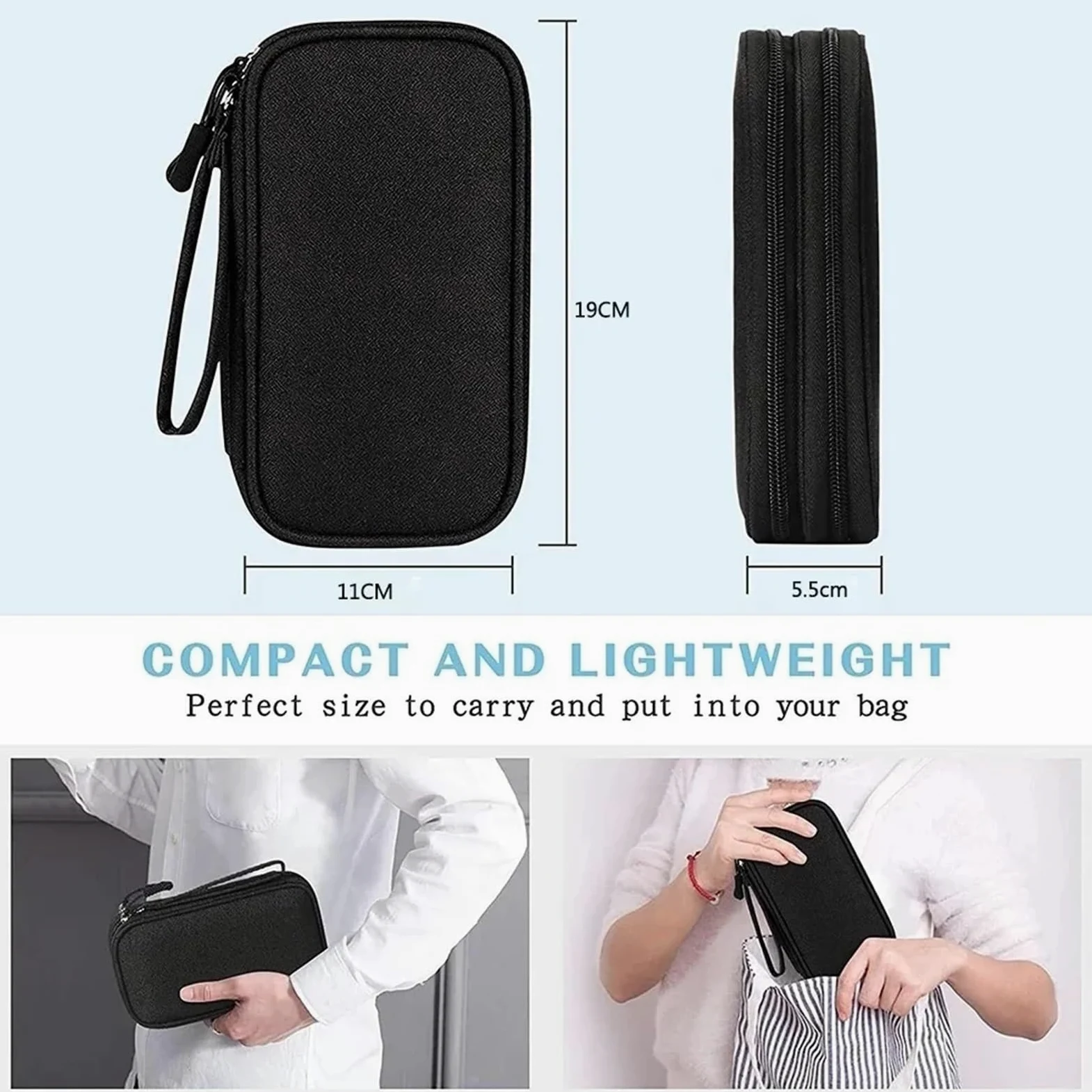 Borsa organizer per cavi viaggio 2 pezzi | Doppio strato portatile impermeabile(C)