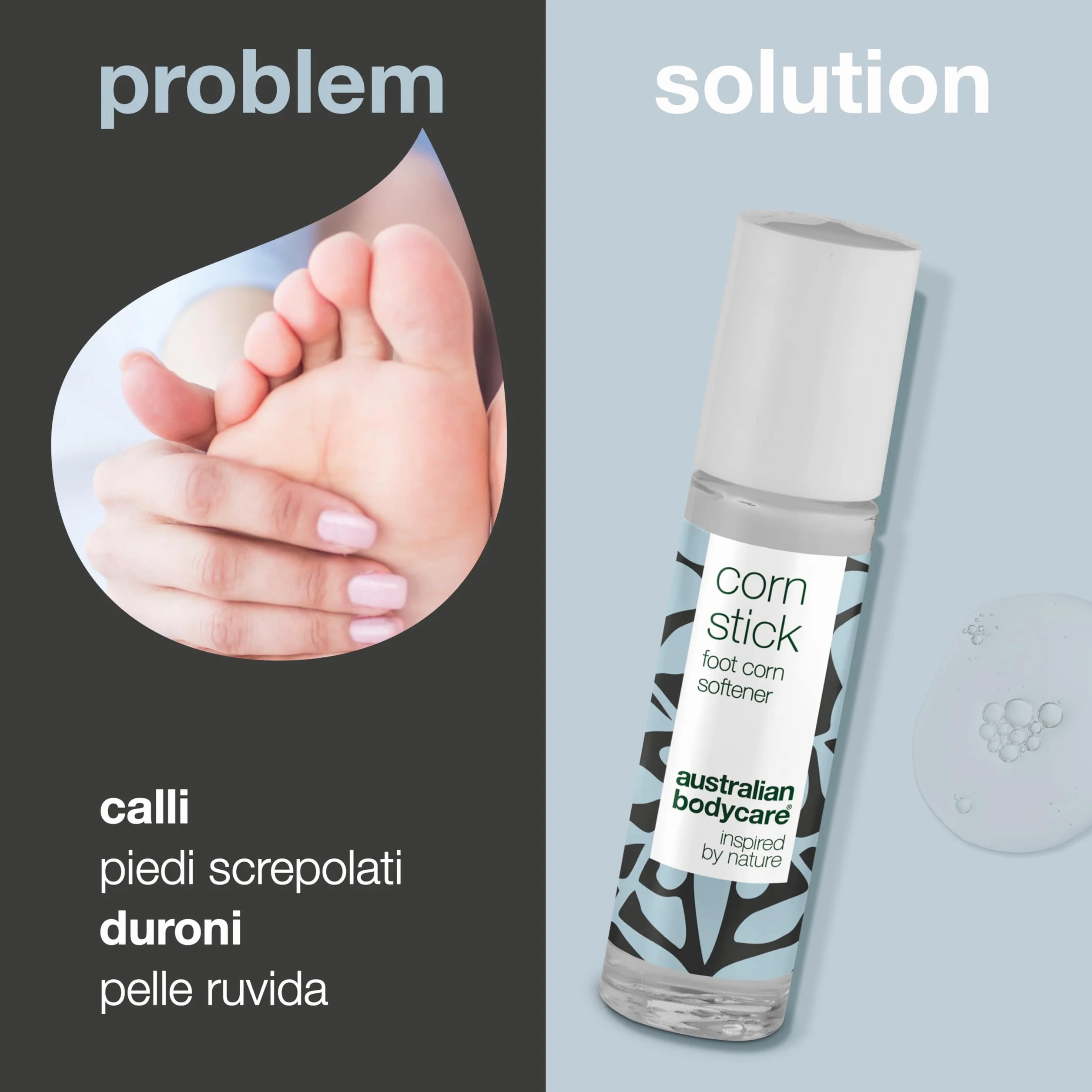 Australian Bodycare Corn Stick 9 ml Rimuovere Callosità Piedi Trattamento Duroni