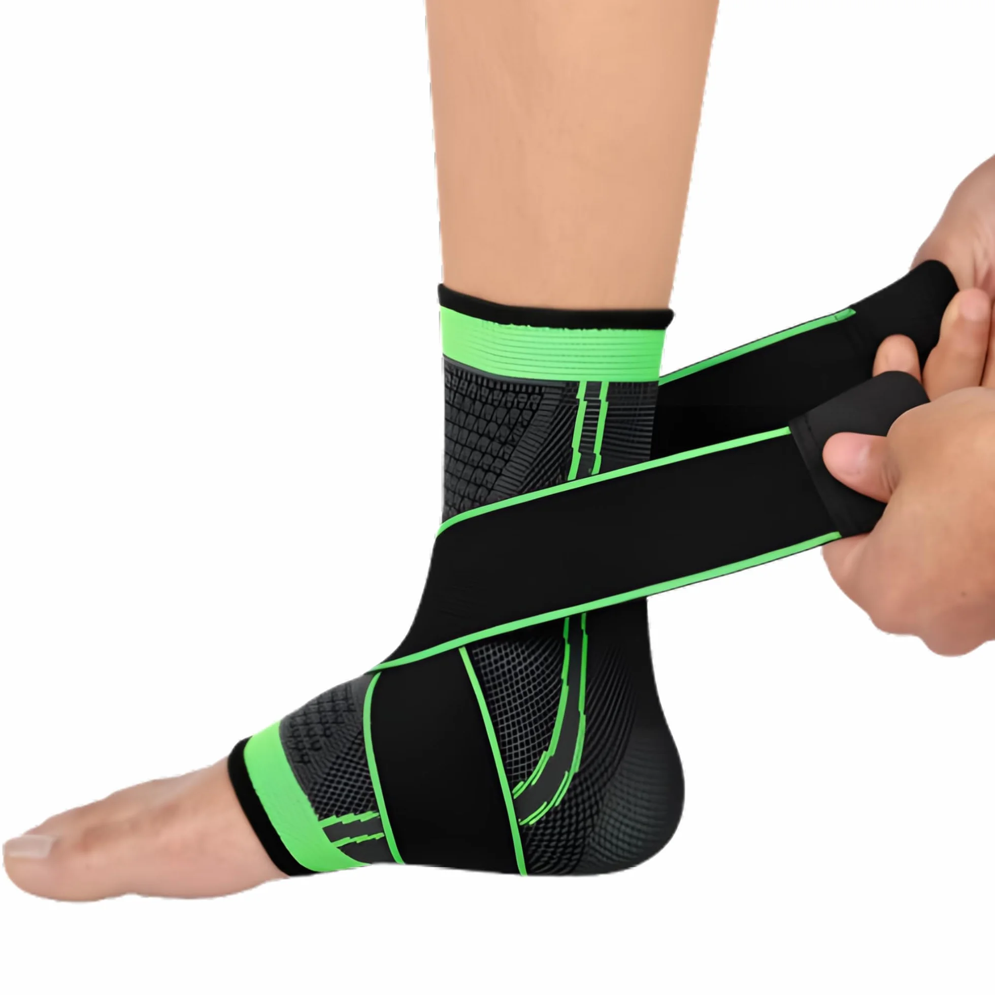 Tutore Caviglia Professionale a Compressione Graduata con Fasce Elastiche Regolabili – Traspirante e Antiscivolo per Distorsioni e Recupero