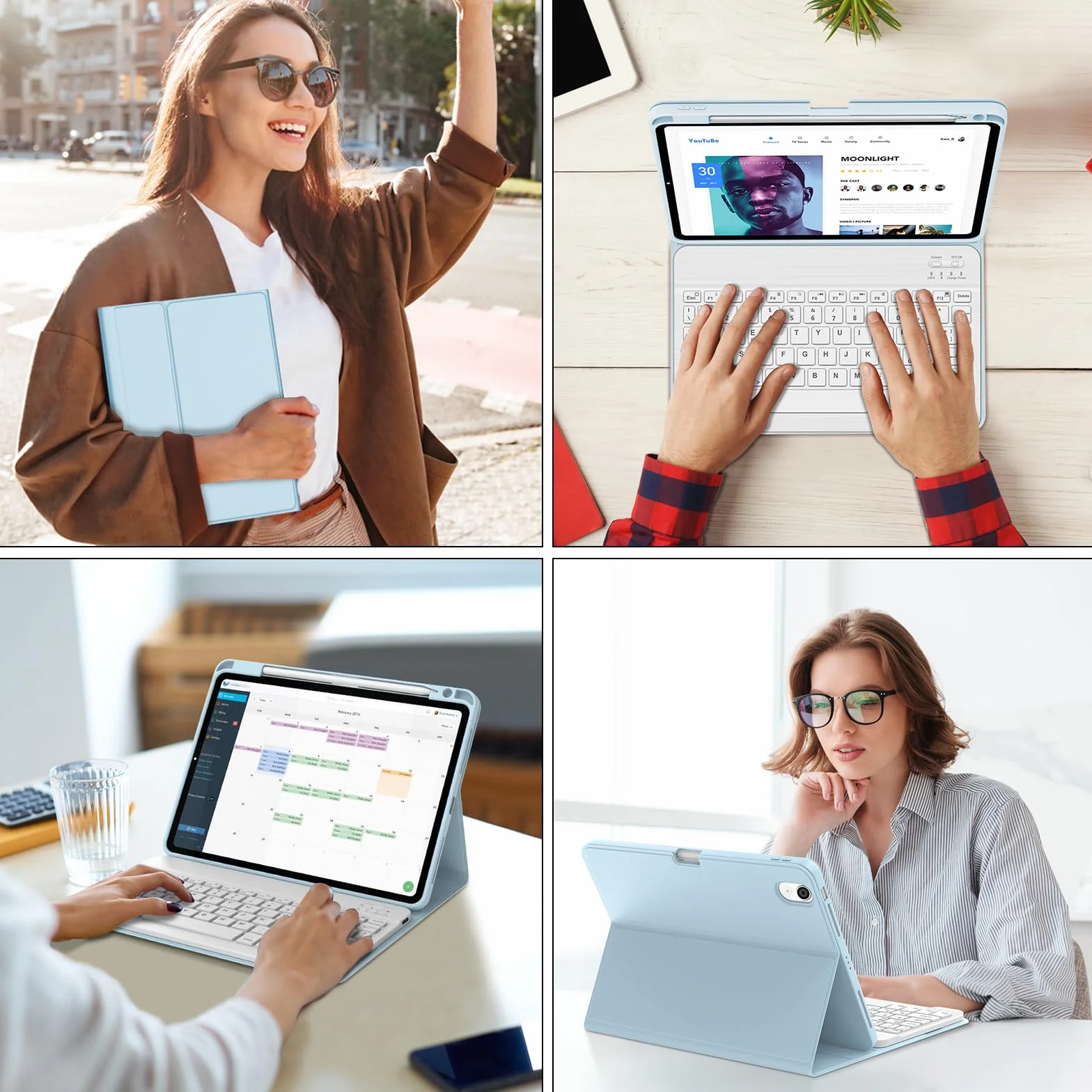 JADEMALL Custodia Tastiera per iPad Air 11 M2/M3/M4 2024/2025/2026, Italiano QWERTY Tastiera Bluetooth Magnetica Staccabile per iPad Air 11 M2/M3/M4 2024/2025/2026, Cielo blu
