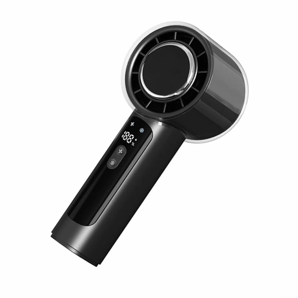 Ventilatore portatile portatile, Turbo Power con raffreddamento a ghiaccio, 100 compatti USB ricaricabili per mini personali, per viaggi all'aperto, estate (nero)