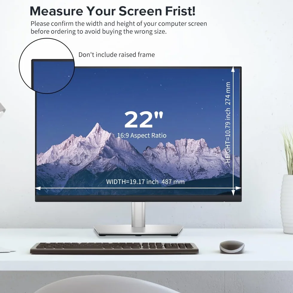 MOBDIK Schermo Privacy Rimovibile per Computer da 22 Pollici per Monitor con Rapporto 16:9, Filtro Antiriflesso per Luce Blu, Anti-Spia, Protezione Degli Occhi