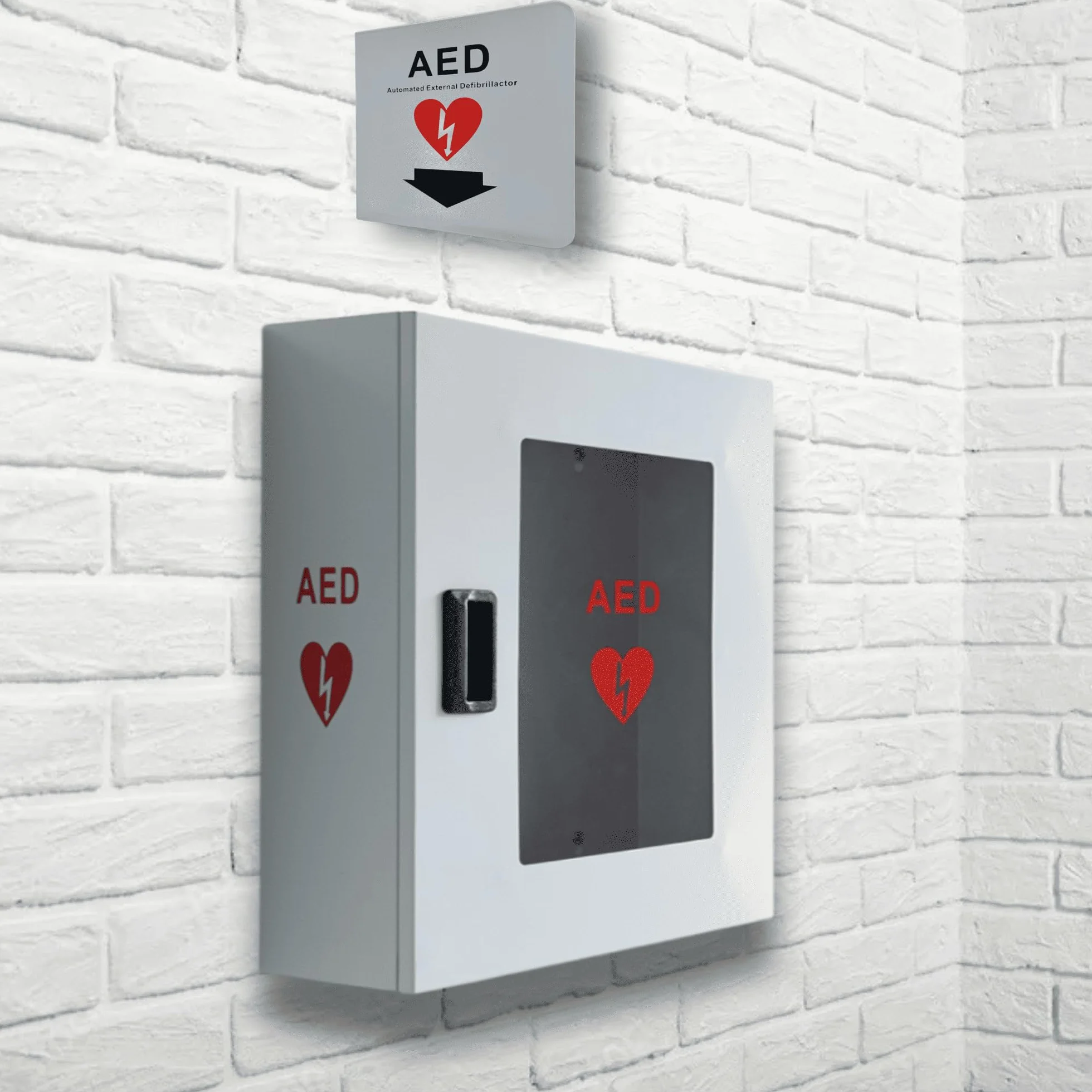 Armadio Universale per Defibrillatore DAE Senza Allarme – Cassetta da Parete per Interno ed Esterno – Armadietto di Primo Soccorso