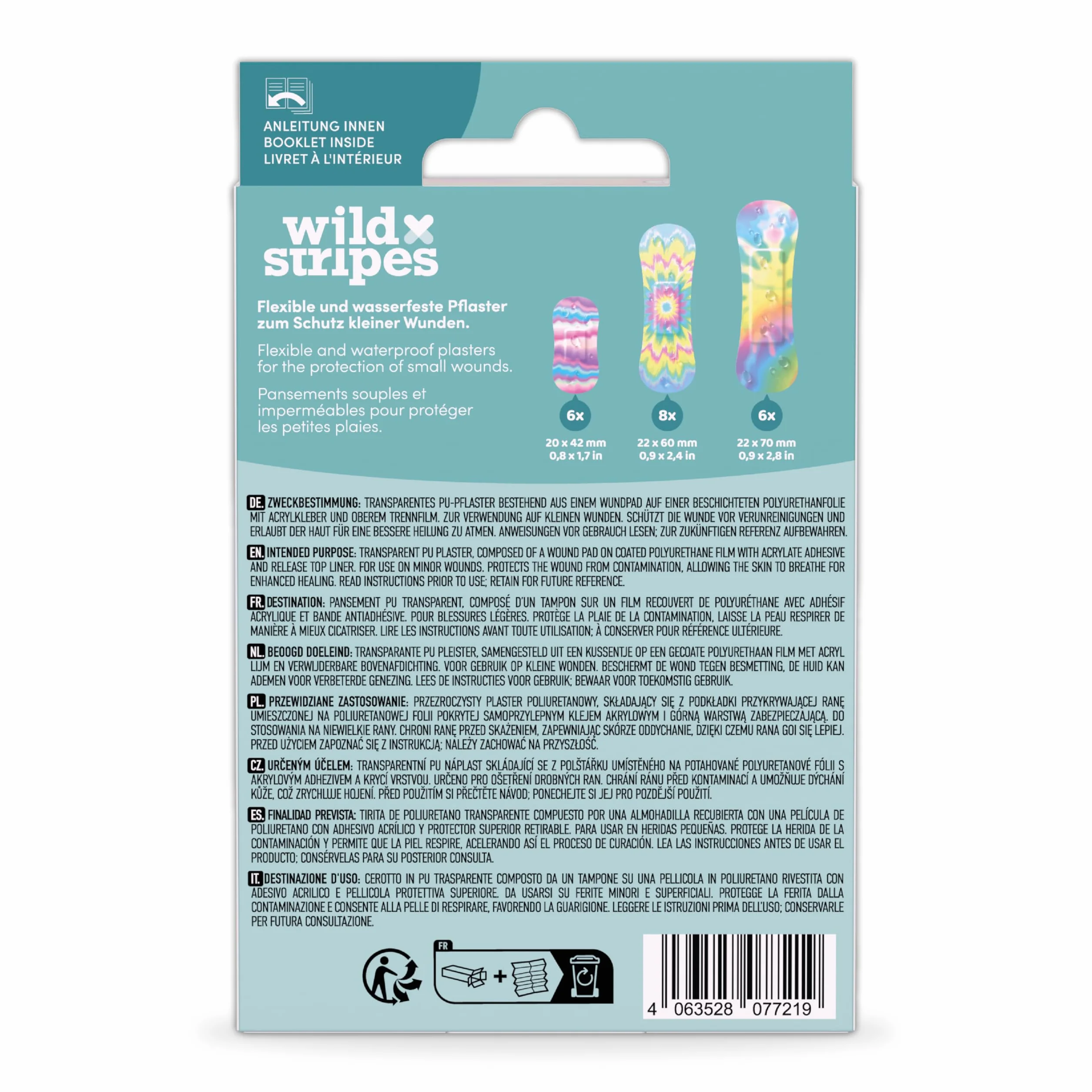 Cerotti impermeabili per dita Wild Stripes Set 20 pezzi ipoallergenici extra forti