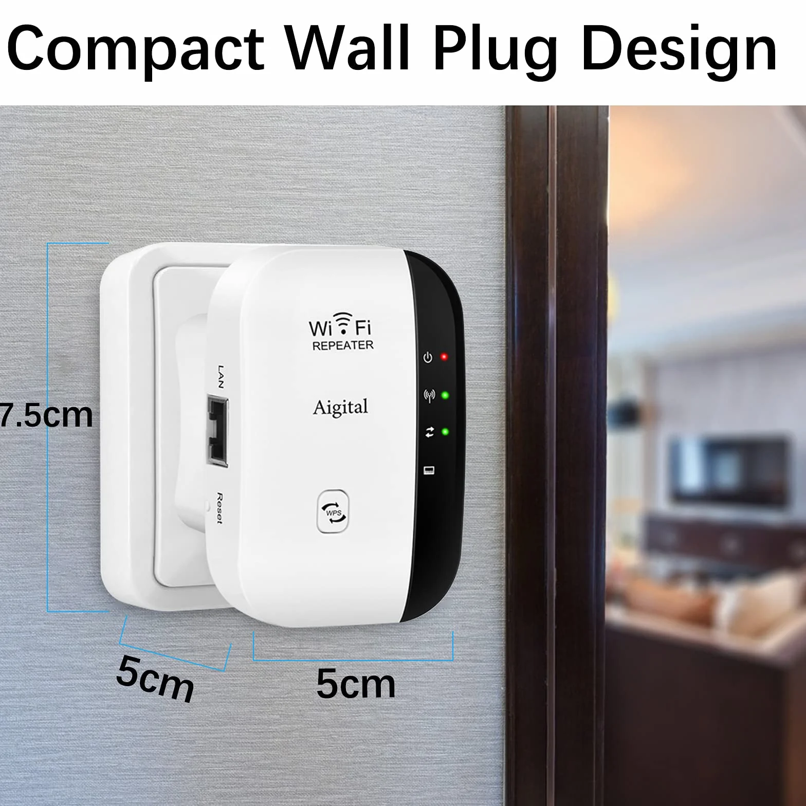 Ripetitore Wireless WiFi Extender e Access Point per Casa, Amplificatore Segnale WiFi, Velocità Single Band 300Mbps, Porta LAN, Pulsante WPS, Compatibile con tutti i modem router wifi