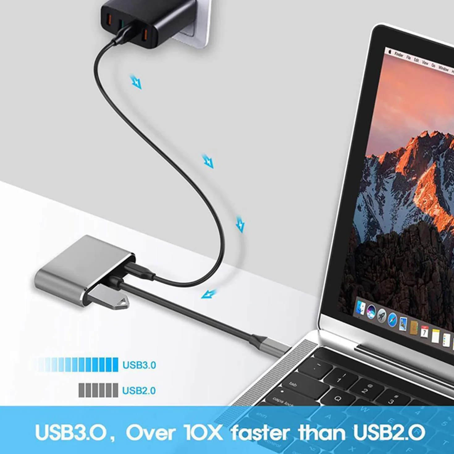 Adattatore multiporta da USB C a HDMI VGA, USB tipo C 4 in 1 Hub a HDMI 4 K, VGA, USB3.0, PD, compatibile con MacBook Pro, MacBook Air, iPad Pro, Pixelbook, XPS ecc