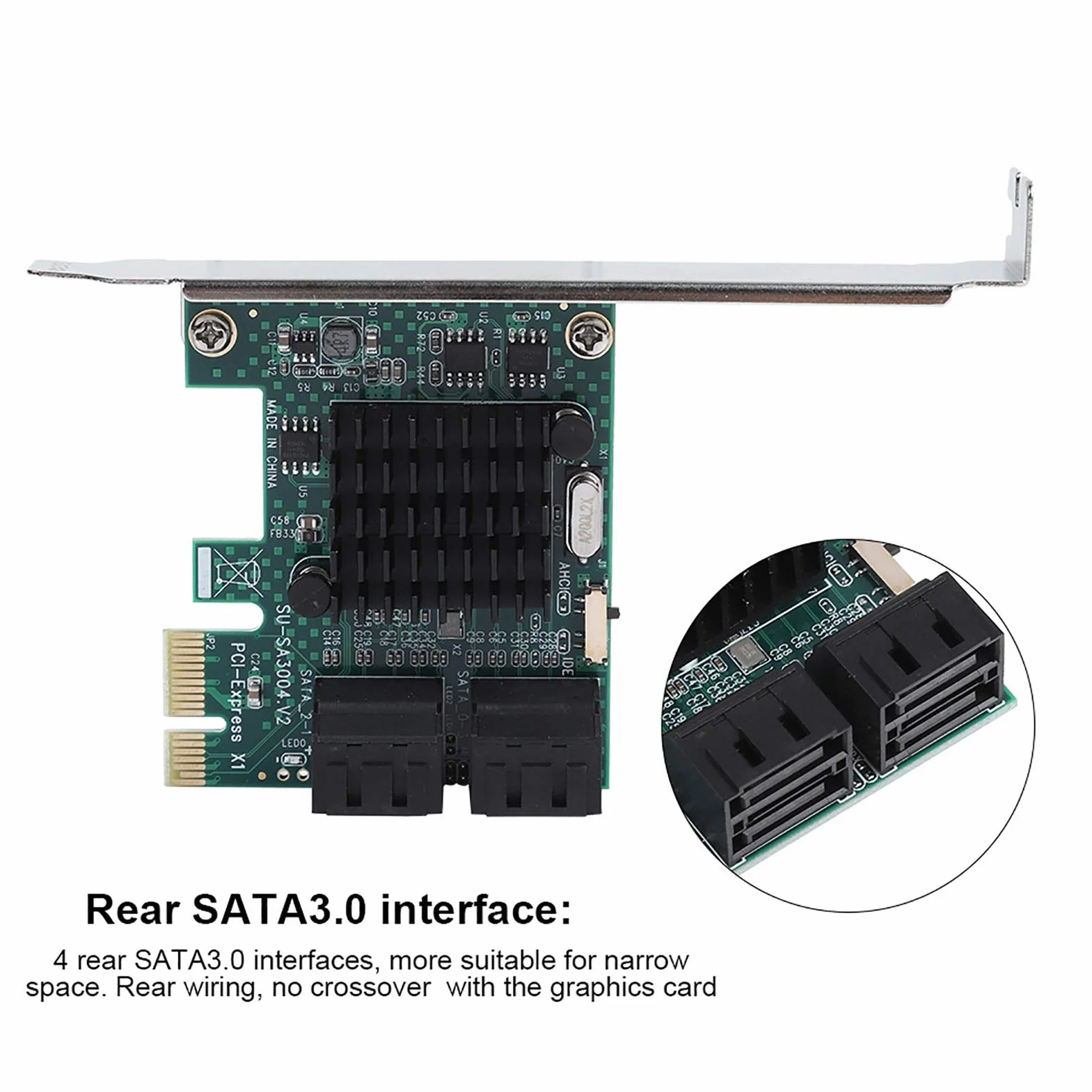 Bewinner Scheda di espansione a 4 porte da PCIE a SATA 3.0 Scheda di espansione 6G SATA 3.0 Scheda di espansione PCI Express Scheda PCIe per XP / 2003 / Vista / / /