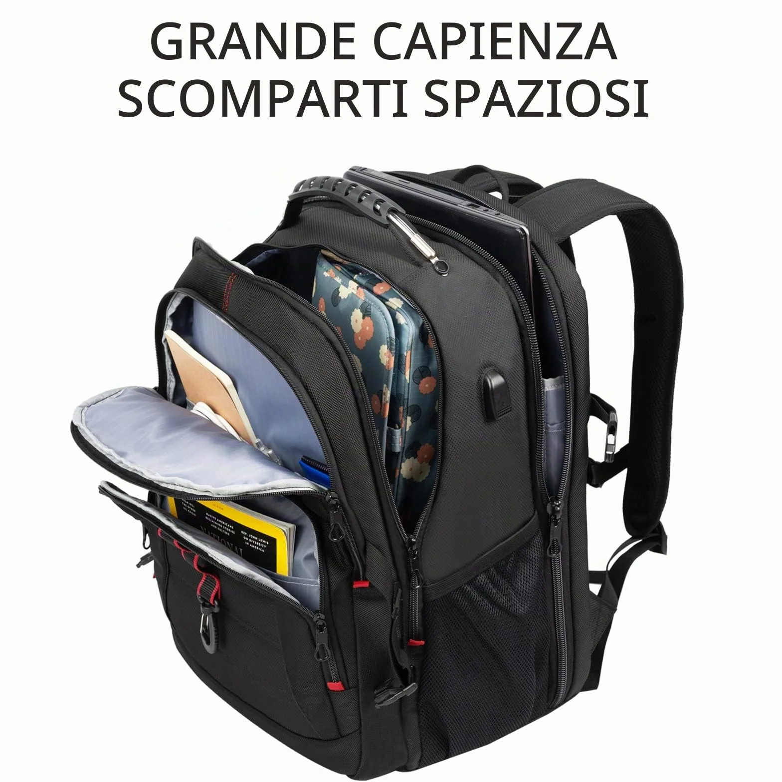 KROSER Zaino da uomo, 18,4 pollici, XXXL, con tasche RFID porta e impermeabile portatile per/viaggio/università/affari/college/uomini/donne Laptop Backpack