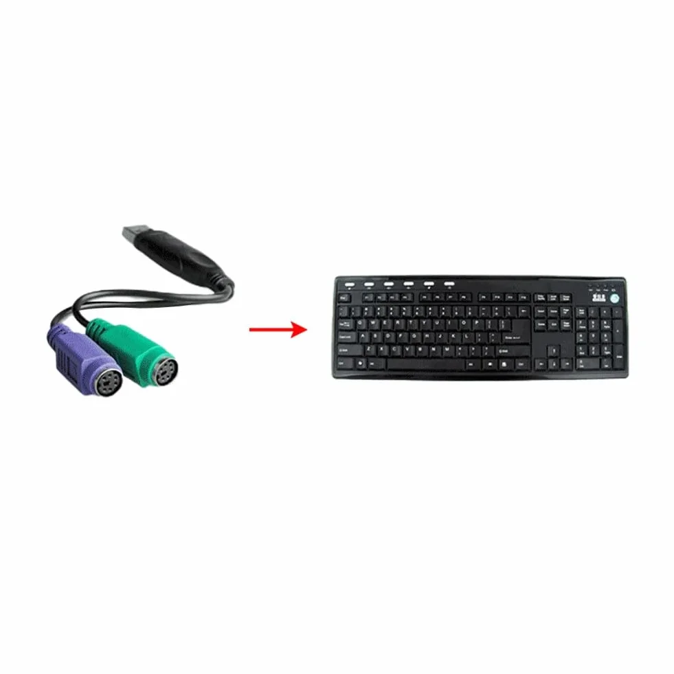 Adattatore da USB a PS/2, convertitore da PS/2 a USB, adattatore mouse per tastiera per PC, laptop, supporta commutazione KVM, Plug and Play, cavo da 15 cm, nero
