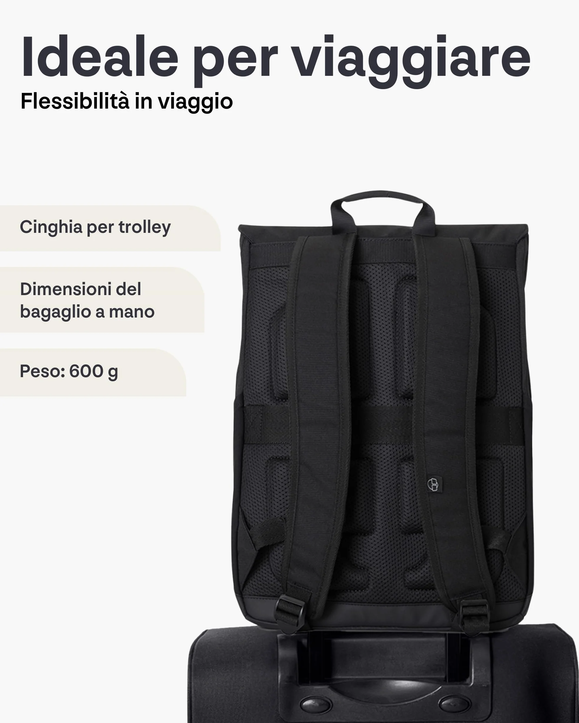 Johnny Urban Zaino Donna e Uomo Nero - MIKA - Zainetto con Vano per PC Portatile 16 Pollici - Backpack per Lavoro, Viaggio, Università - Impermeabile
