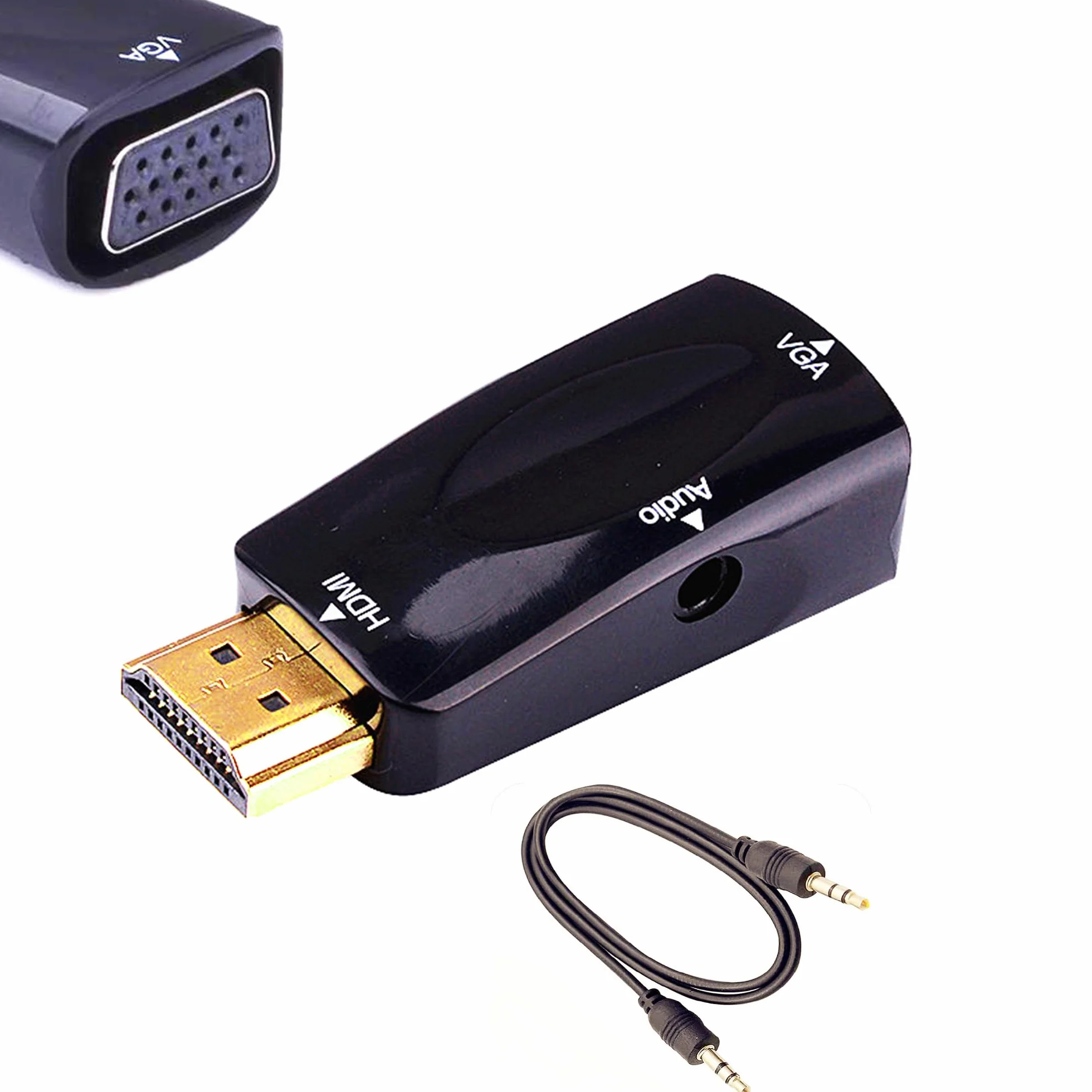Convertitore HDMI a VGA con jack audio 3,5 mm, 50 cm VGA femmina a HDMI maschio, connettore placcato oro per HDTV, PC, monitor e laptop