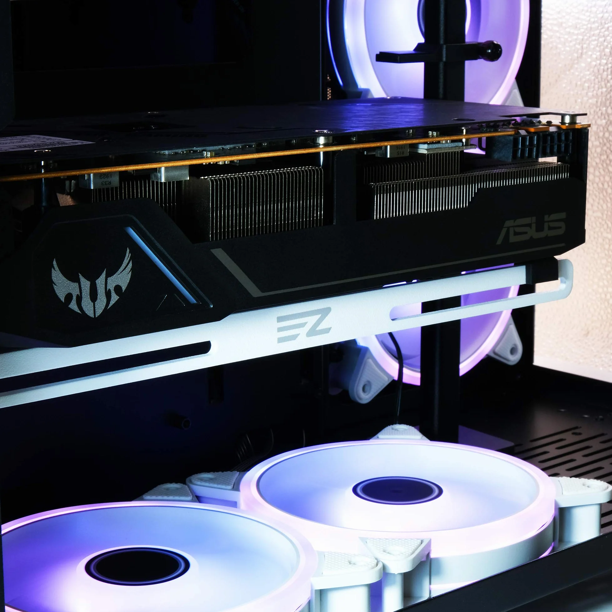 EZDIY-FAB Scheda Grafica Scheda Video per Supporti a Staffa GPU Supporto a Sfera/Custodia per Telaio, Alluminio Anodizzato in Alluminio, Carte Singole o Doppie-Bianca