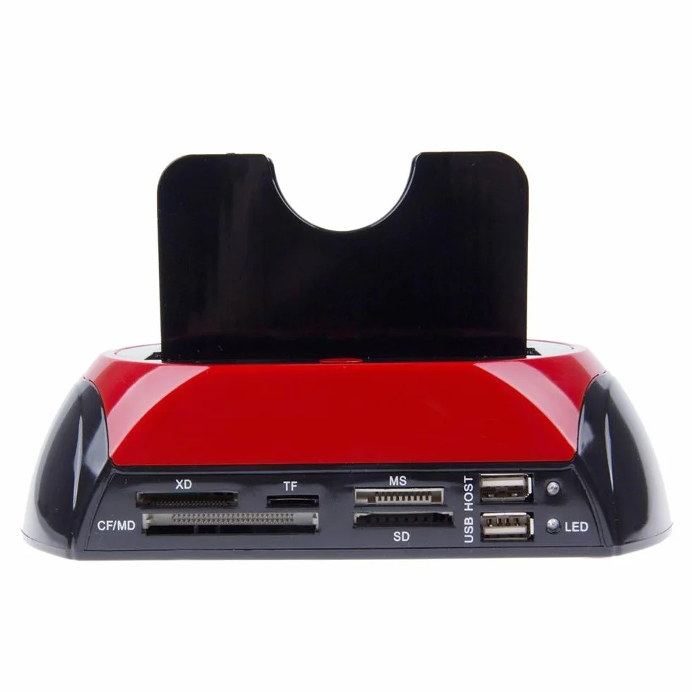 Docking Station 875J All-In-One dual SATA IDE HDD backup pulsante 2.5 3.5 nero rosso