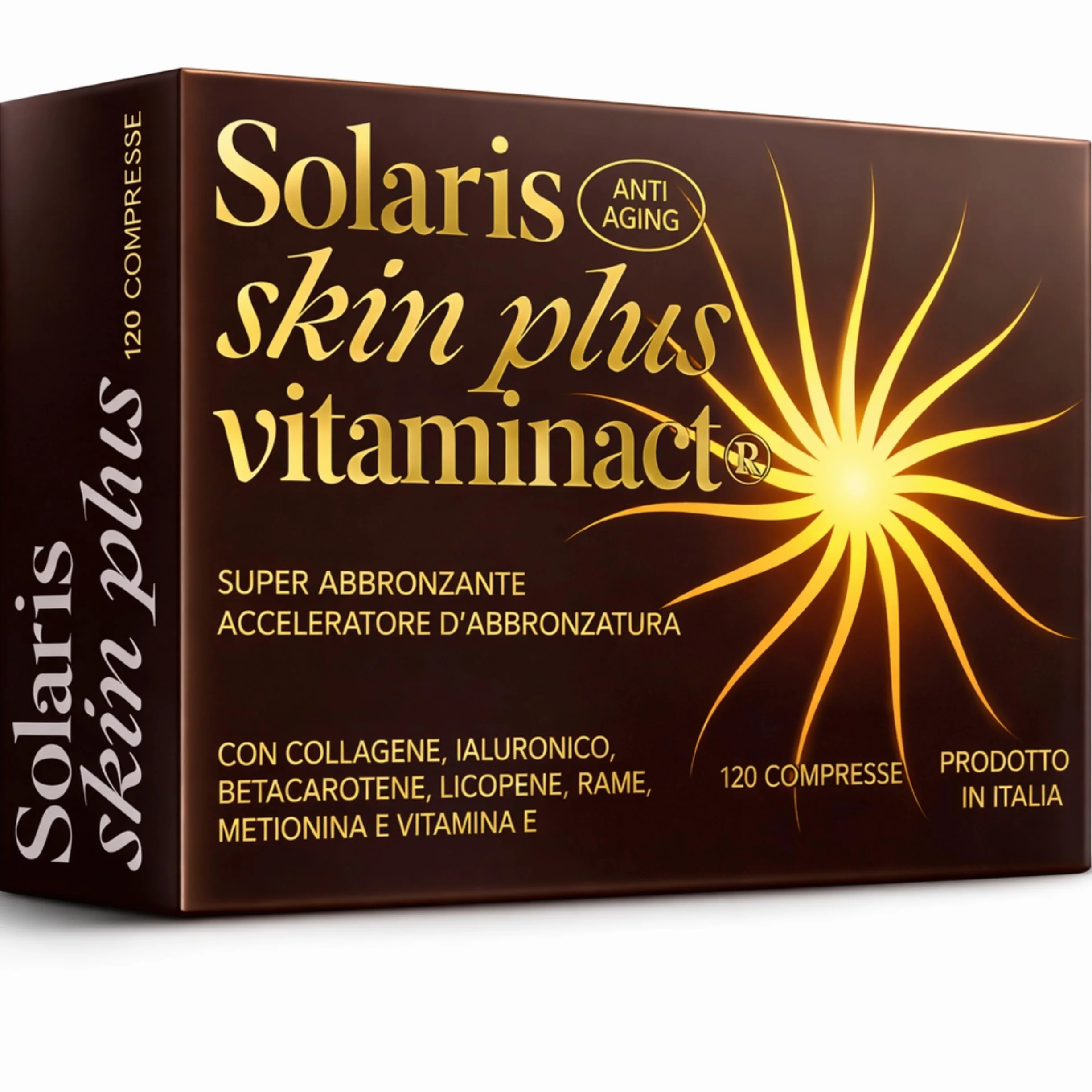 Integratore Abbronzatura SOLARIS con Collagene e Ialuronico – Betacarotene Puro – Acceleratore Abbronzatura – Attivatore Melanina – Scorta 4 mesi