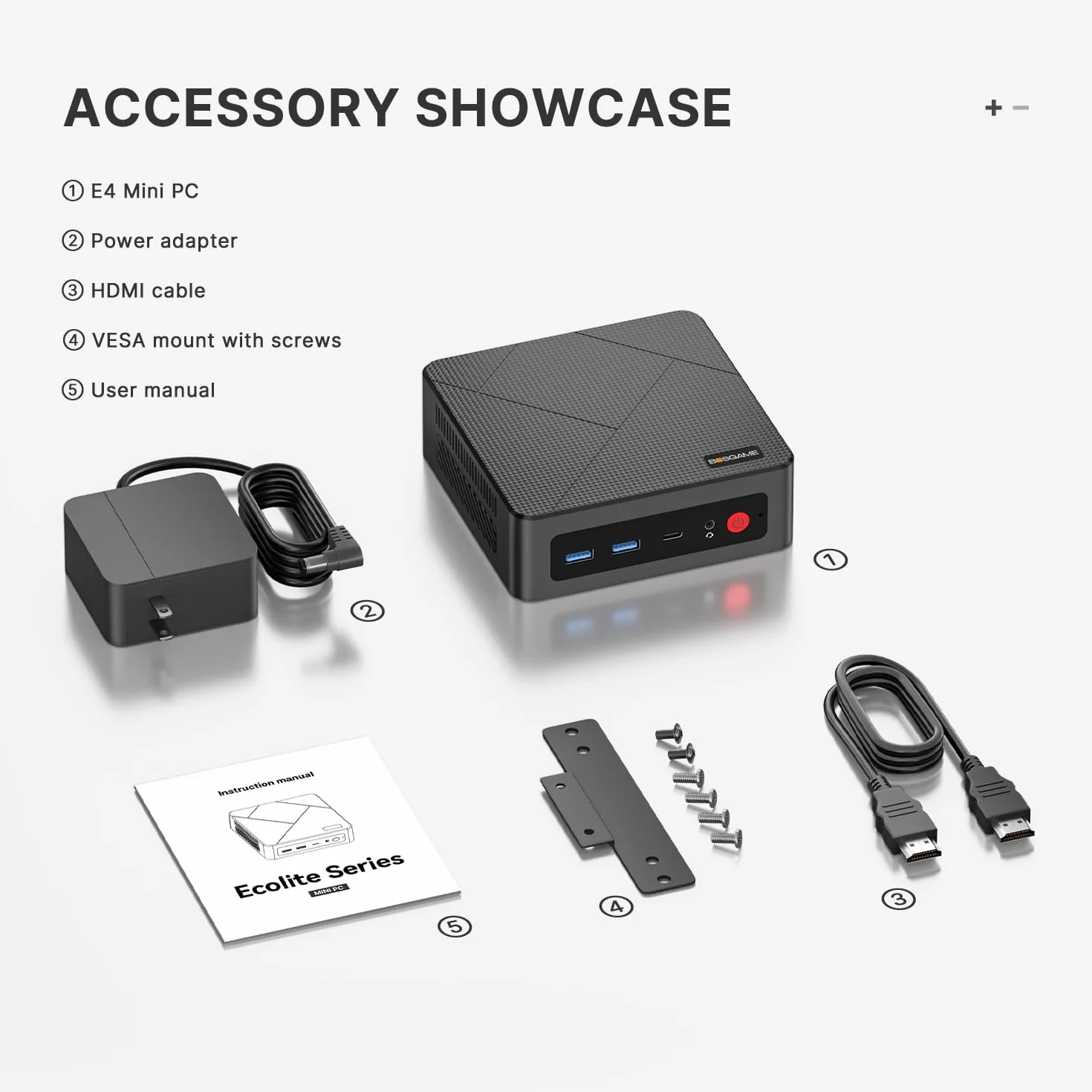 BOSGAME E4 Mini PC Windows 11 Pro AMD Ryzen 5 3550H 16GB DDR4 512GB SSD 4K Triple Display HDMI Type-C DP Dual LAN Wi-Fi 5 BT 5.0 Computer Desktop