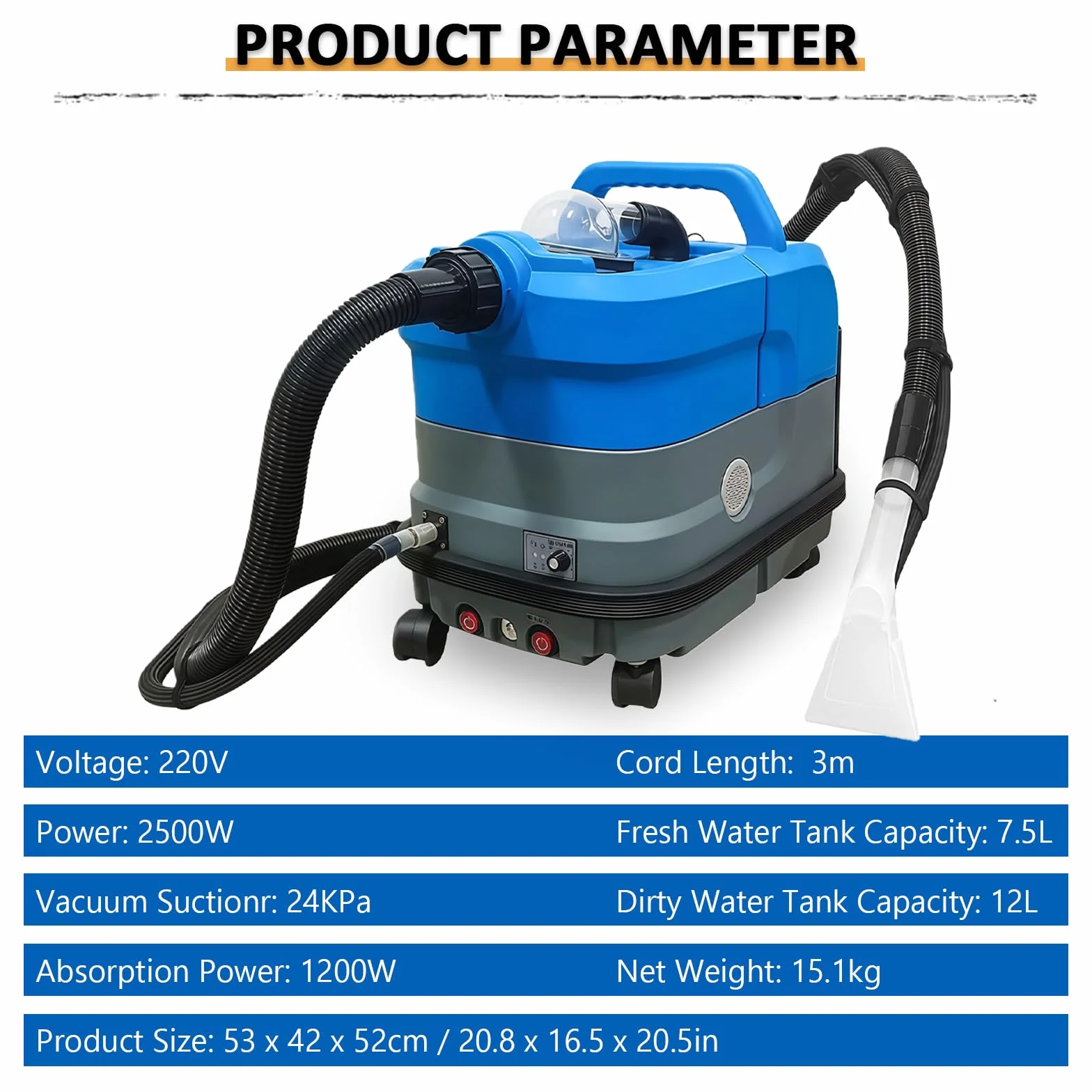 BANGBANGJI Set estrattore riscaldato per Moquette, 7,5L Serbatoio Pulito+12L Sporco, 6 Accessori