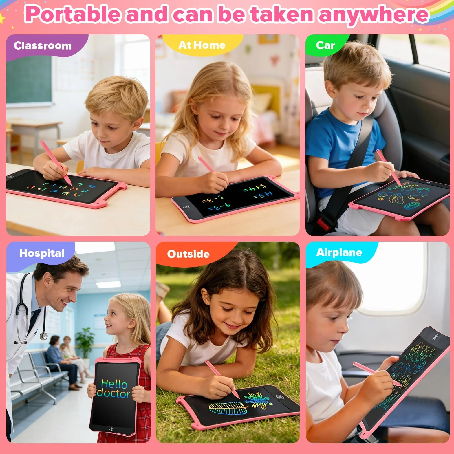 PINKCAT Tavoletta Grafica LCD 8.5 Pollici Lavagna da Disegno Digitale Portatile Ewriter Cancellabile Rosa