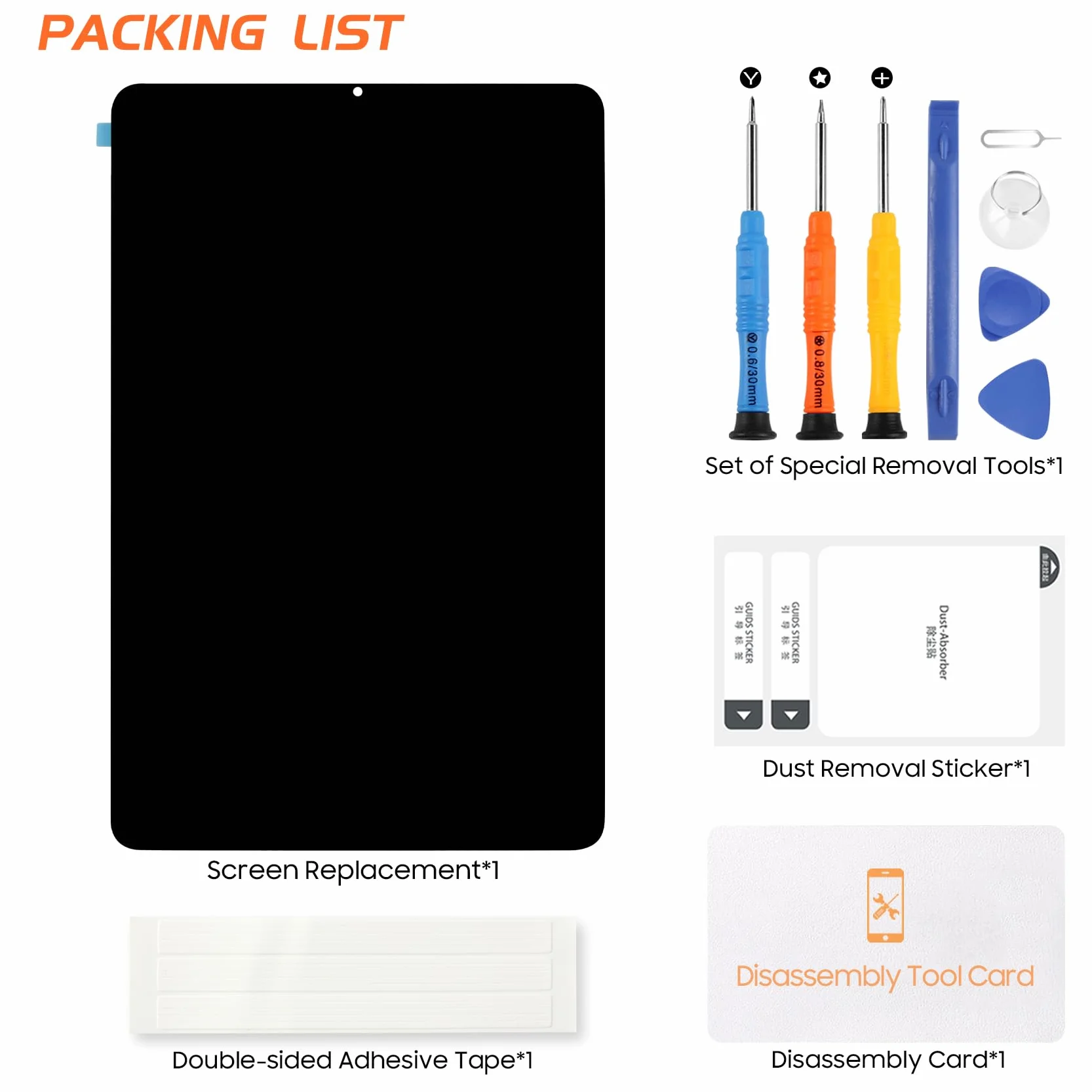 Schermo LCD per Xiaomi Pad 5 Display Touch Screen Assembly con Kit di Riparazione (11", Nero senza Telaio)