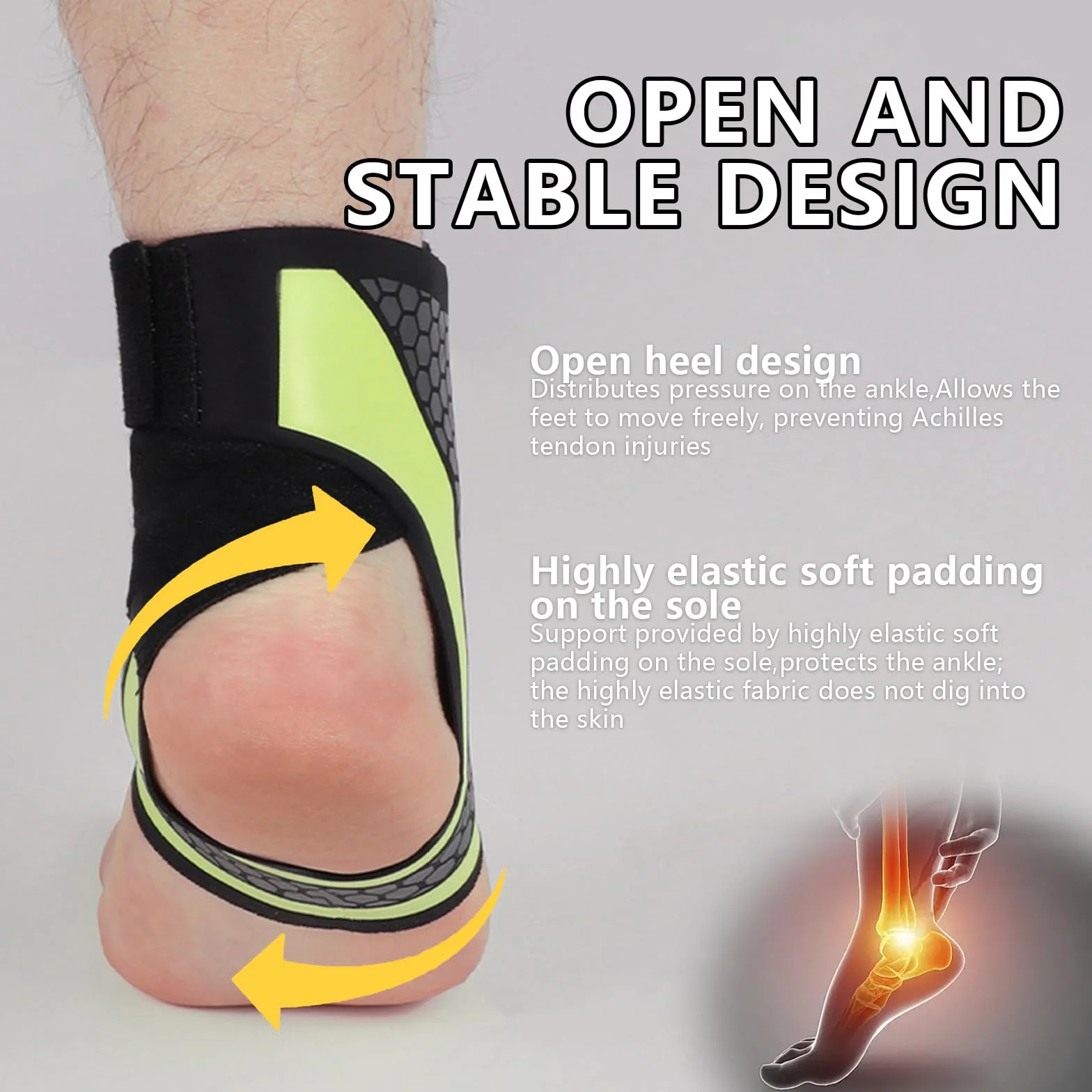 Cavigliera Sportiva 2 Pezzi – Supporto Elastica in Nylon Traspirante con Doppia Fascia Regolabile a U, Unisex, per Corsa, Calcio, Fitness, Recupero Articolare (Nero + Verde)