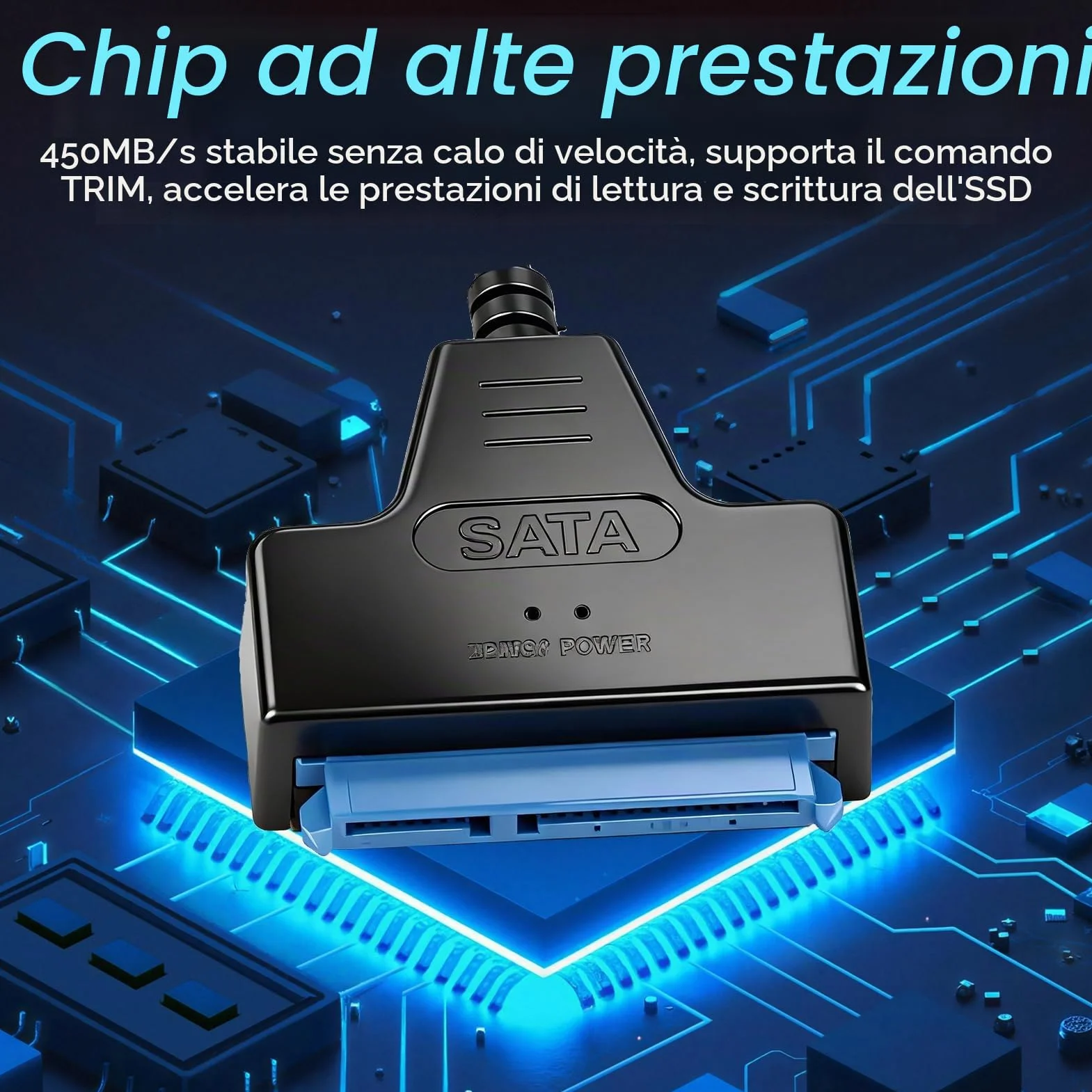 Adattatore SATA USB 3.0 per SSD/HDD 2,5 e 3,5 pollici 12V 2A UASP