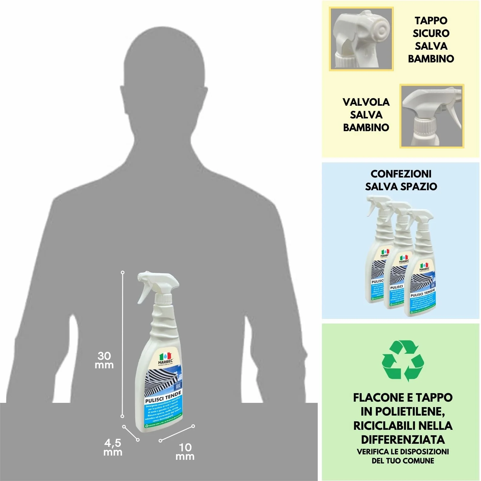 MARBEC PULISCI TENDE 750ML Detergente smacchiante per tessuti tende gazebo