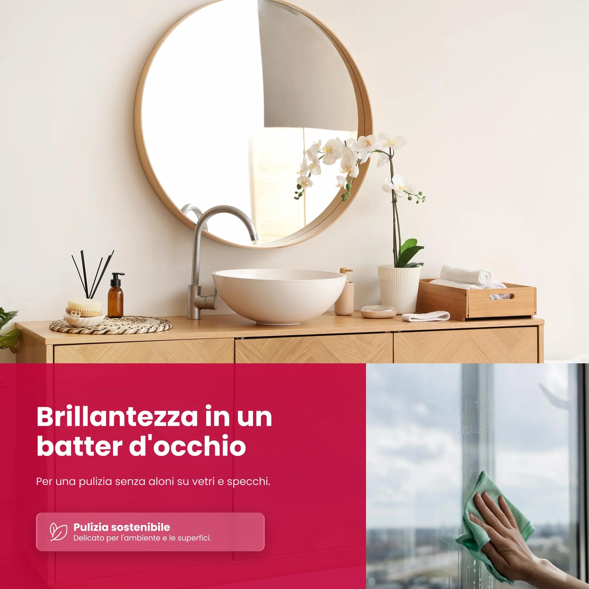 PURIVITA® Detergente per Vetri Concentrato 1:200 500ML - Idrorepellente Scudo Antigoccia per Finestre, Specchi e Box Doccia
