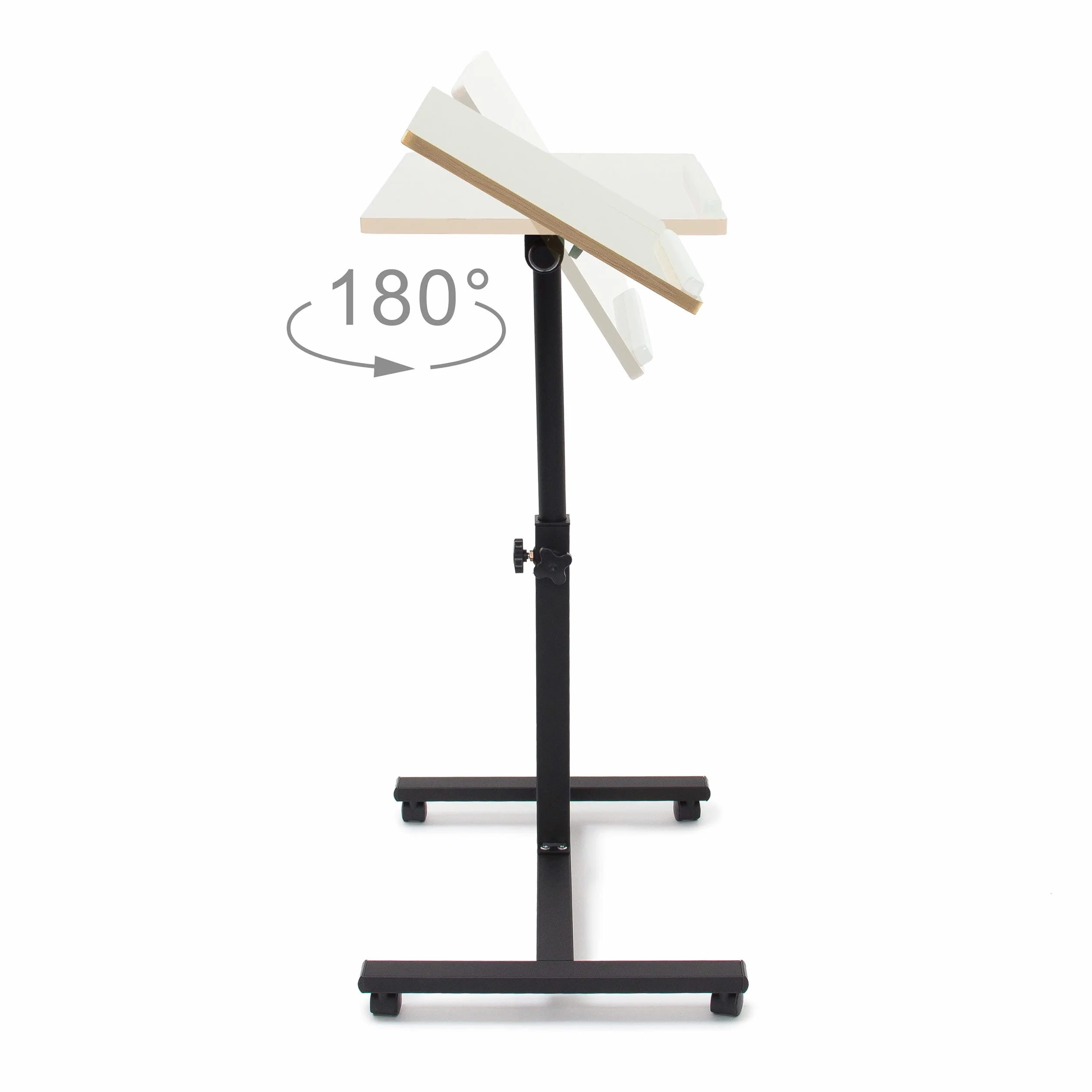 Relaxdays Tavolino per Pc, Supporto Computer Portatile, Mobile Grande, HLP 98x60x40,5cm, 4 Ruote Girevoli,Marrone Chiaro