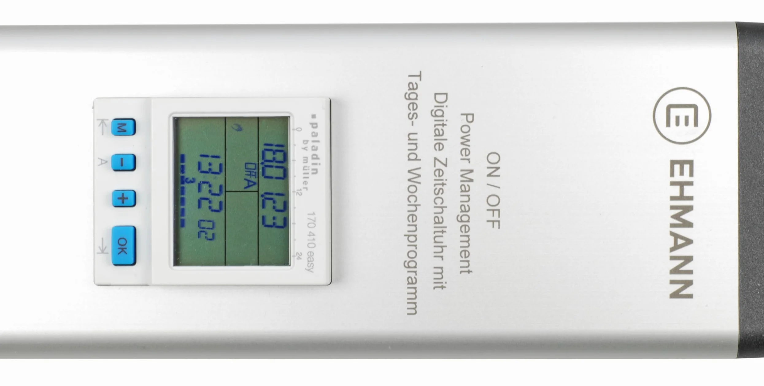 EHMANN Ciabatta elettrica 0874x00052031, 5 prese, con timer, programma giornaliero e settimanale e funzioni aggiuntive, alloggiamento in alluminio, possibilità di fissaggio 1,5 m cavo