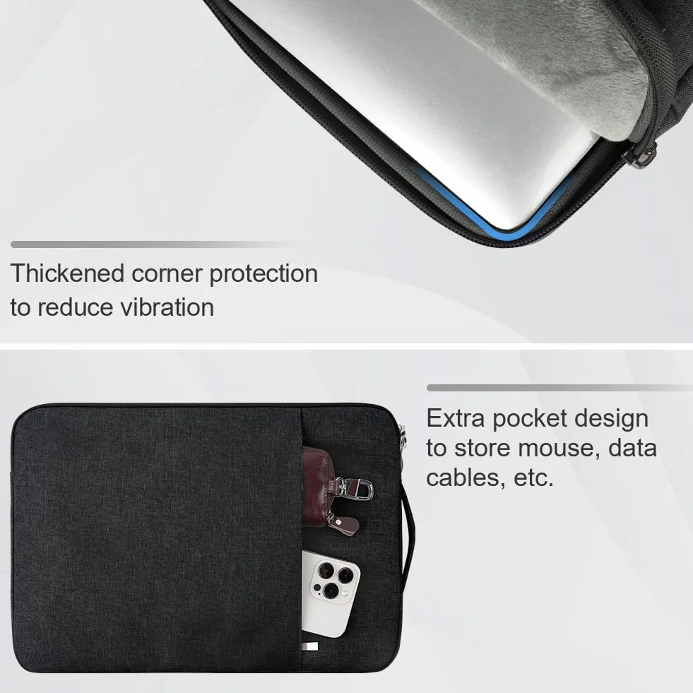 Flintronic Custodia per Laptop da 14 Pollici, Sleeve per Laptop, Impermeabile Custodia Borsa Custodia Protettiva Compatibile con MacBook Pro/Acer/Dell/Lenovo/HP/Samsung/Sony/Asus, 14 Pollici -Nero