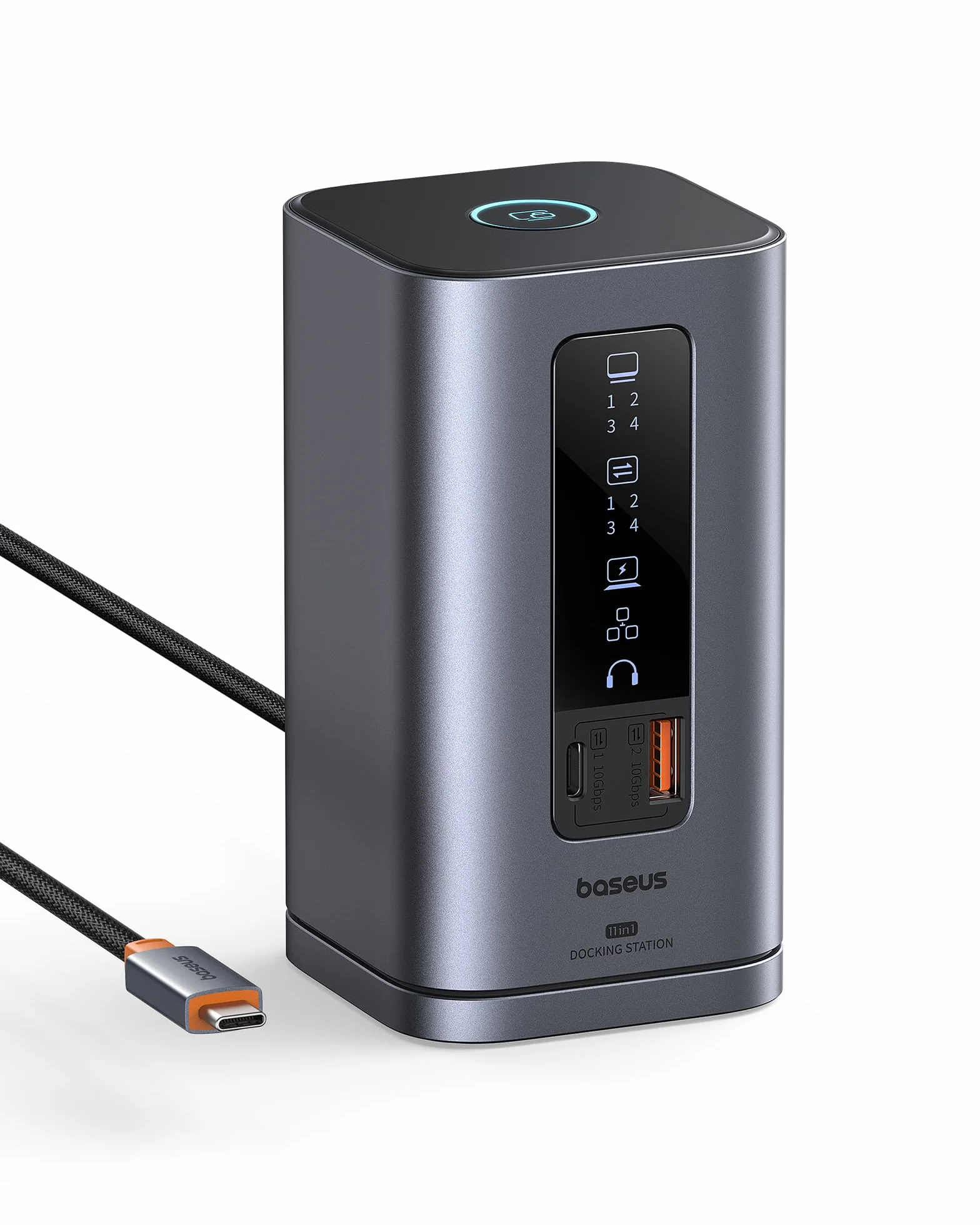 Baseus Spacemate 11 in 1 Docking Station 3 Monitor per Windows, con Display Intelligente, 4K HDMI/DP, 10Gbps USB-C/A, 100W PD, Ethernet，Audio, Compatibile con HP/Lenovo/Dell/Acer