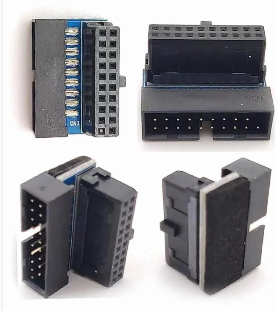 2-PCS USB 3.0 19-Pin/20-Pin Maschio a Femmina Adattatore per scheda madre a 90 gradi, zoccolo a L ad angolo retto per scheda madre del computer