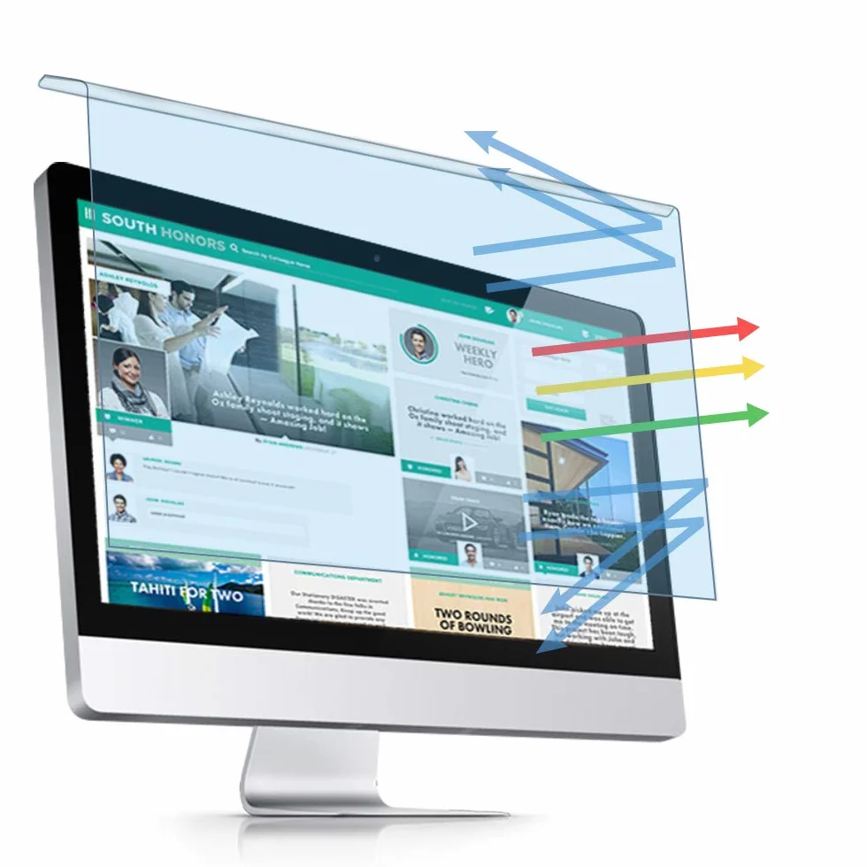 Hanging Filtro Anti Luce Blu per 23-24 Pollici Monitor, Blocca Luce Blu&UV, Anti Affaticamento Degli Occhi Protector per Diagonale 23,23.623.8,24 Pollici Desktop, Filtro Rimovibile Easy On/Off