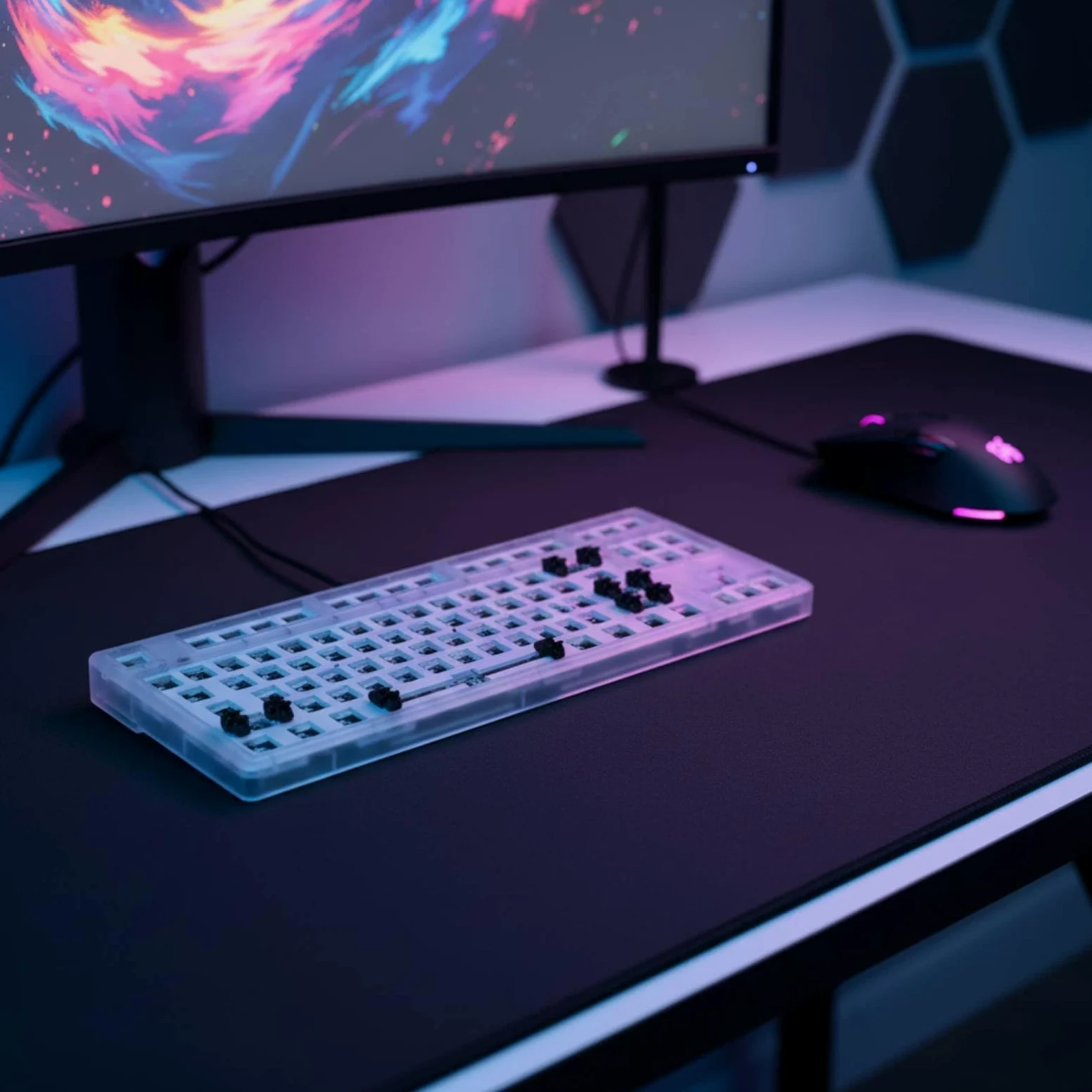 Tastiera Meccanica Personalizzabile TKL 87 Tasti Kit Tastiera Layout Senza Numerico Periferica PC Connettività 5.0 2.4G USB C Retroilluminazione RGB, White