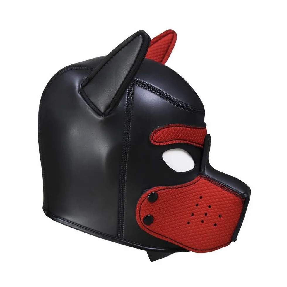 Cane Giochi di Ruolo Bondage Set Pelle Maschera Coda Plug Anale Guanti Paws Costume Fetish Schiavo Dog Cosplay Rosso
