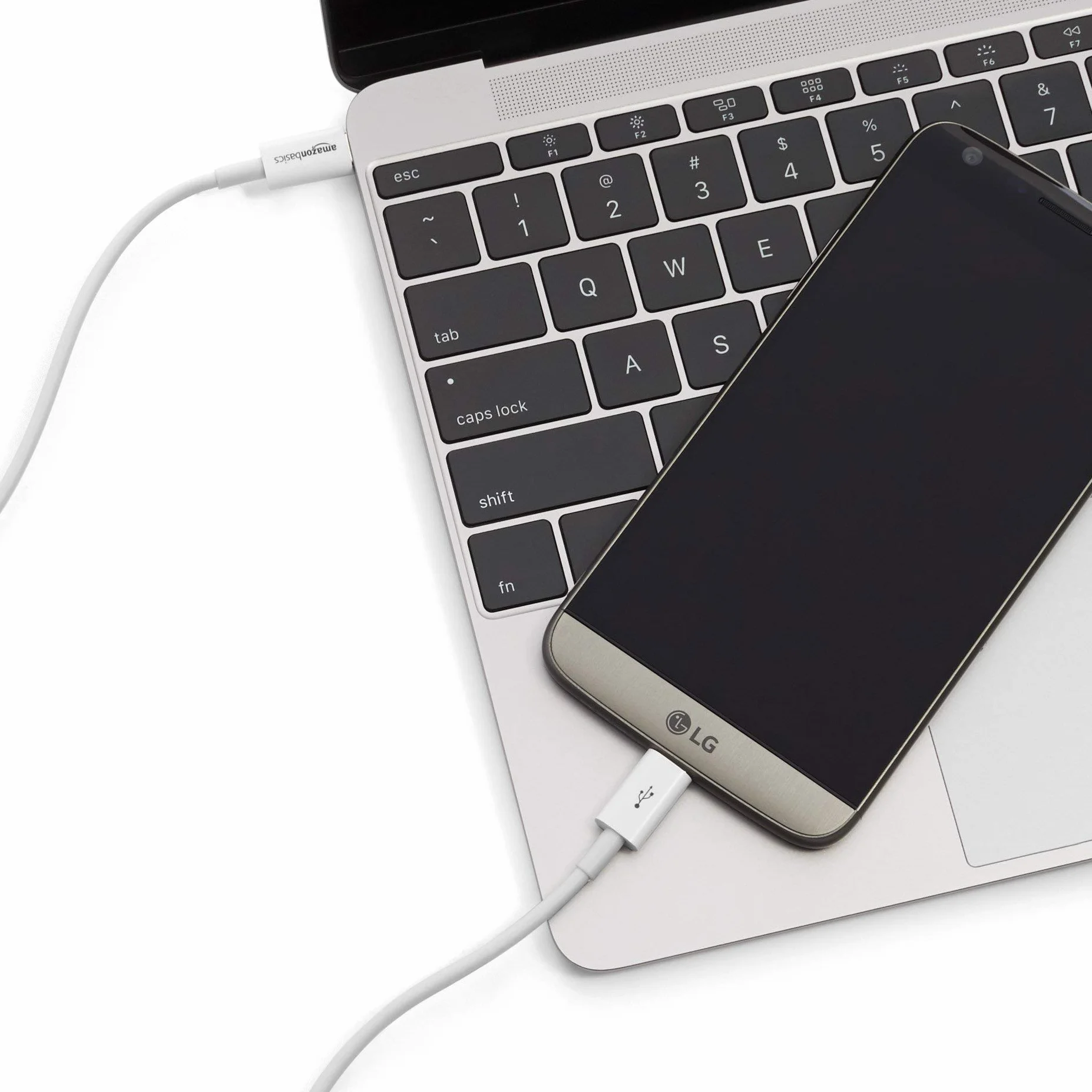 Amazon Basics Cavo di ricarica rapida USB-C a USB-C 480 Mbps certificato USB-IF 1.8 m bianco