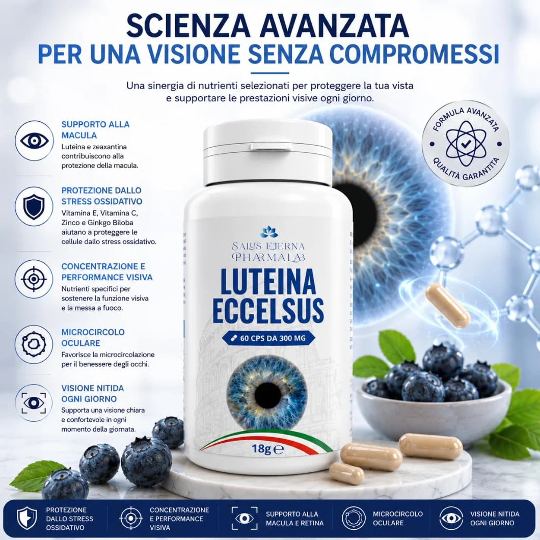 Salus Eterna Integratore Vista Luteina Zeaxantina 60 Capsule Ginkgo Vitamine Antiossidanti