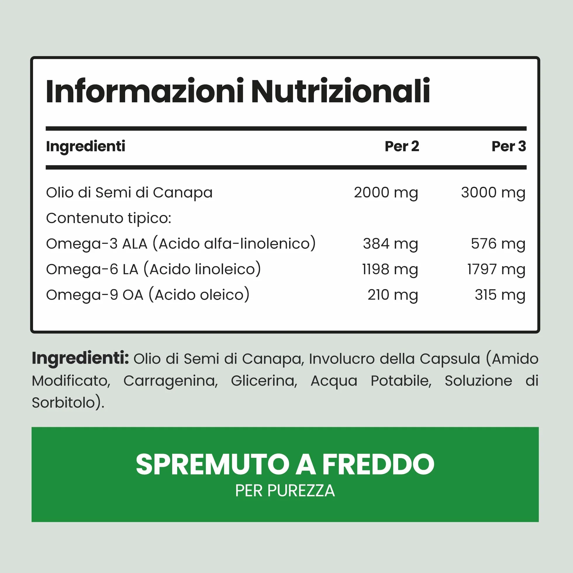 Olio di canapa in capsule 210 capsule 100% puro grani di canapa spremuti a freddo Ricco di Omega 3 6 9 VitaBright Hemp Seed Oil