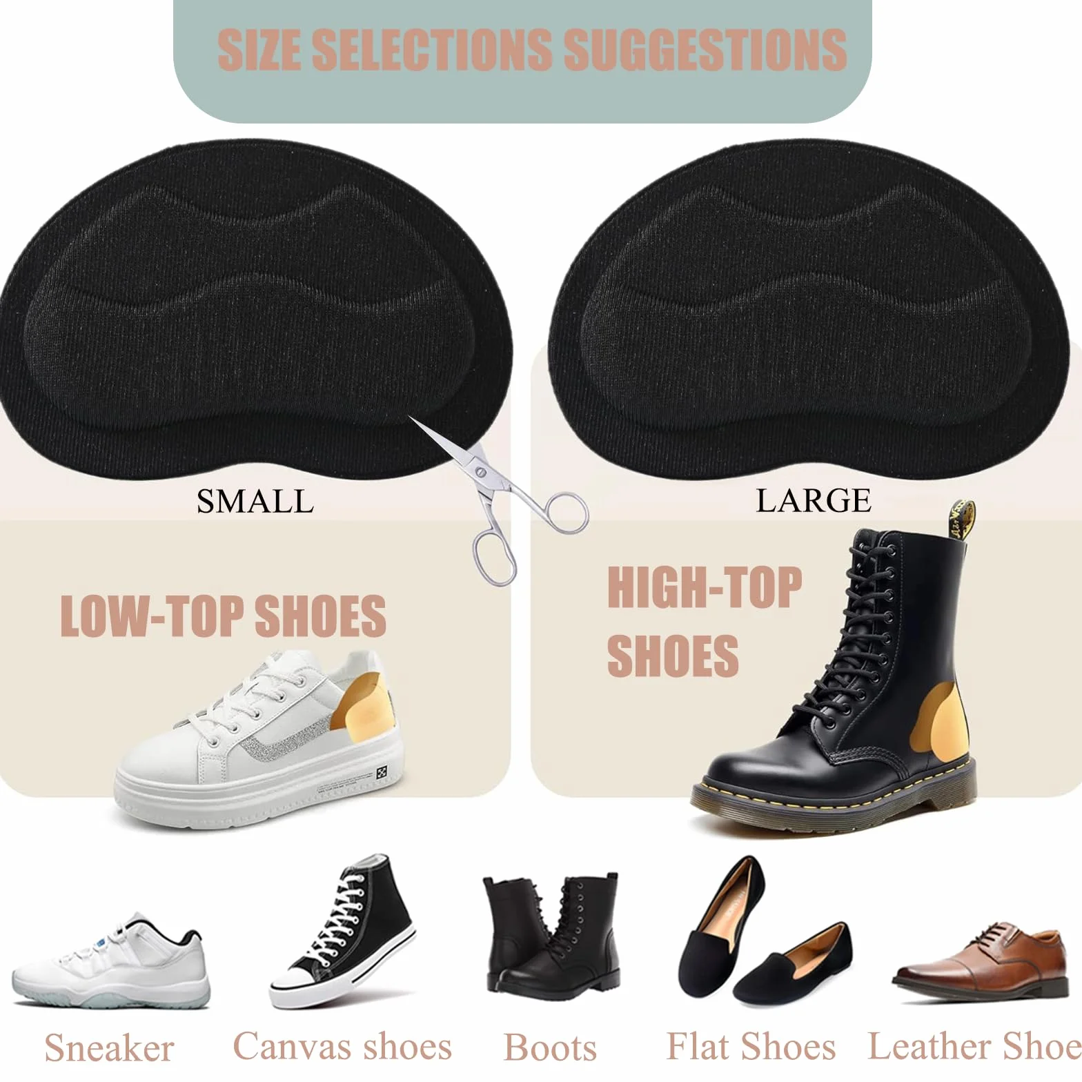 Protezione Tallone Scarpe, Copri Tallone Salva Tallone Cuscinetti per Scarpe, Migliorare Vestibilità (Nero, Universale)