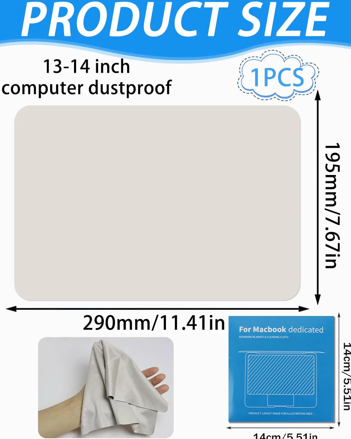 Panno Tastiera del Computer Portatile,Pellicola Protettiva per Tastiera,Rivestimento in Microfibra Resistente e Antistrappo e Panno per Pulizia per MacBook Air/Pro da 13"/14"